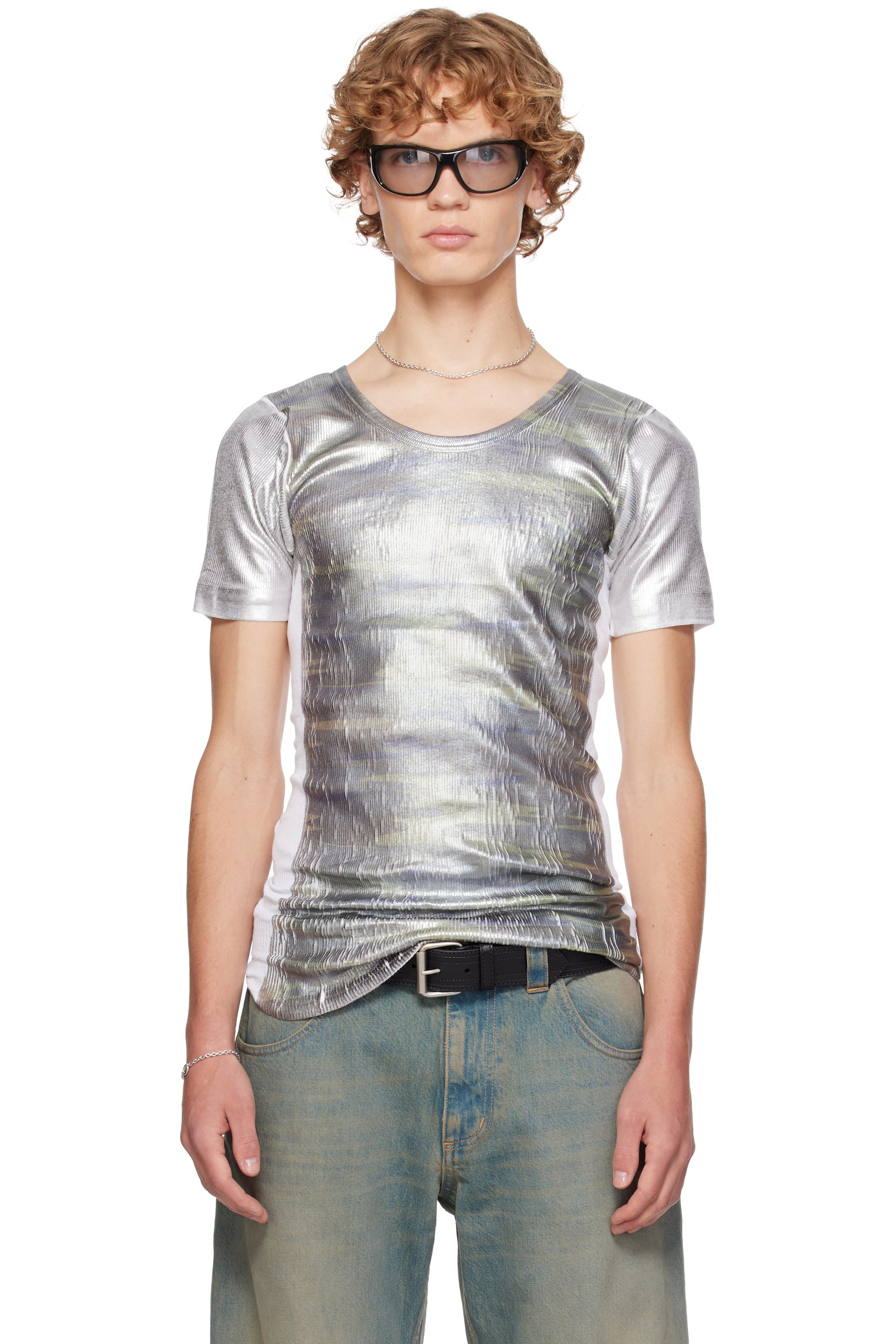 SECONDA - Khaki & White SSENSE Exclusive Moutflage T-shirt