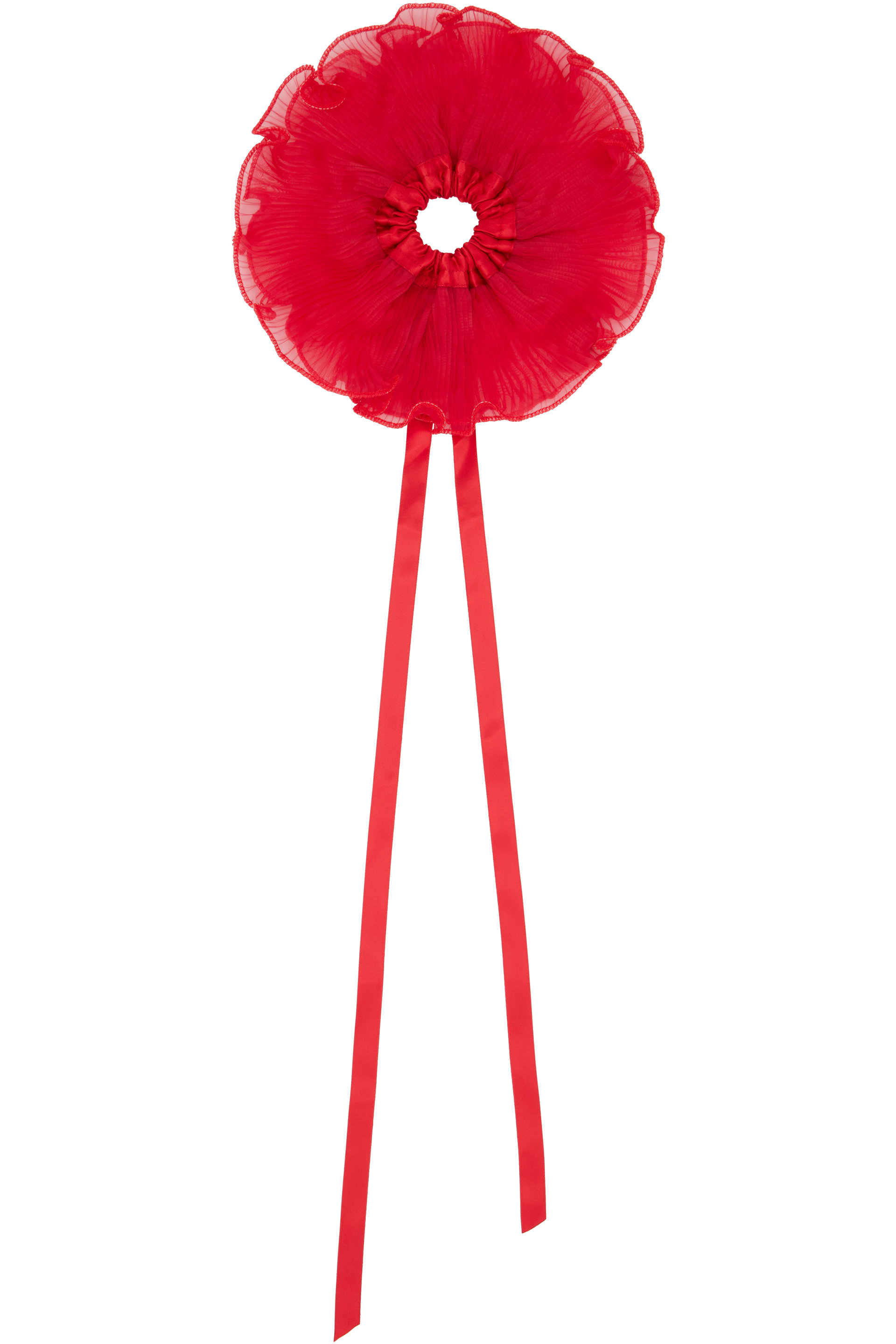 MERRMA - SSENSE Exclusive Red Orchid Pleated Organza Scrunchie