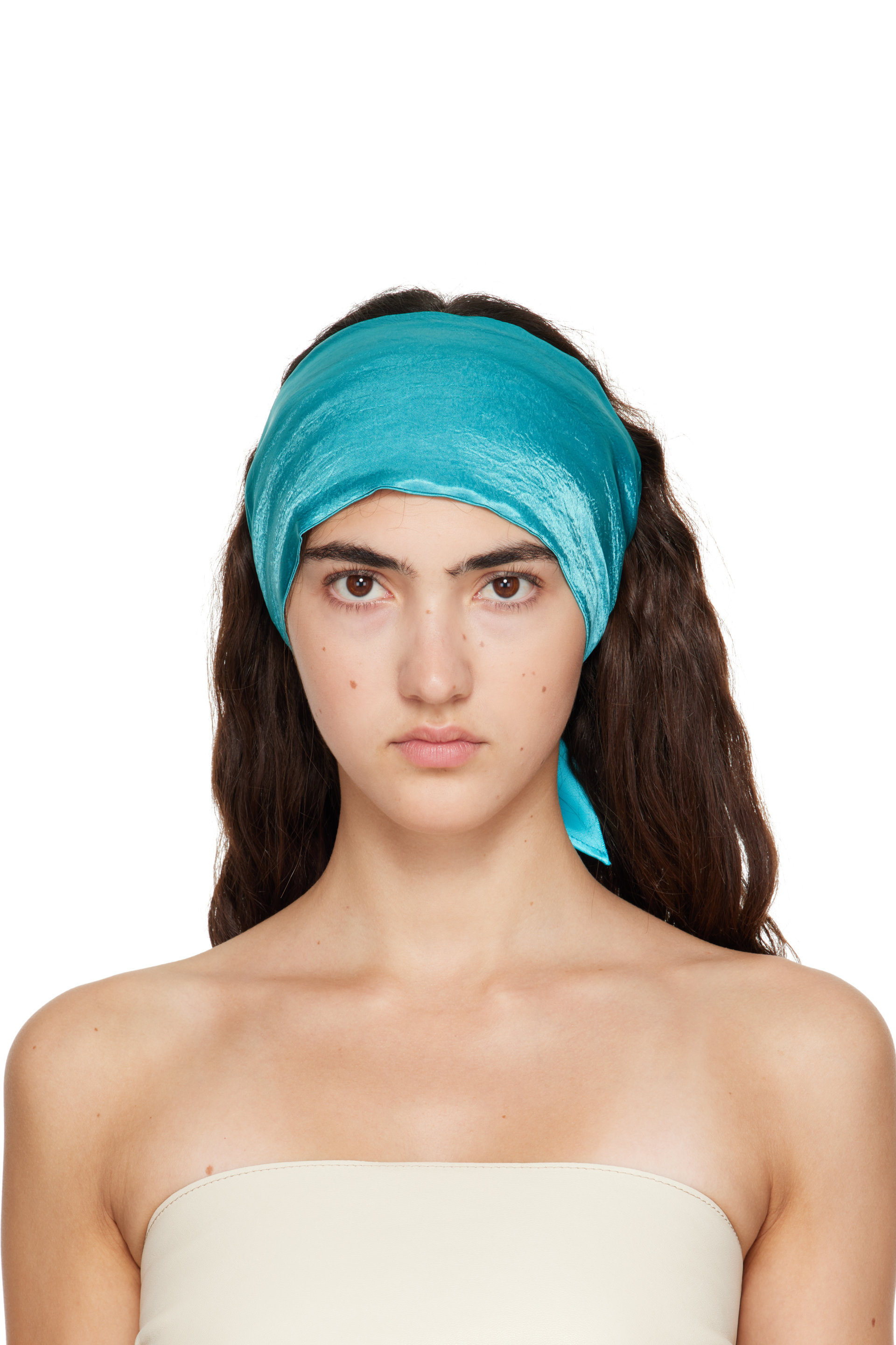 MERRMA - SSENSE Exclusive Blue Froisse Bandeau Headband