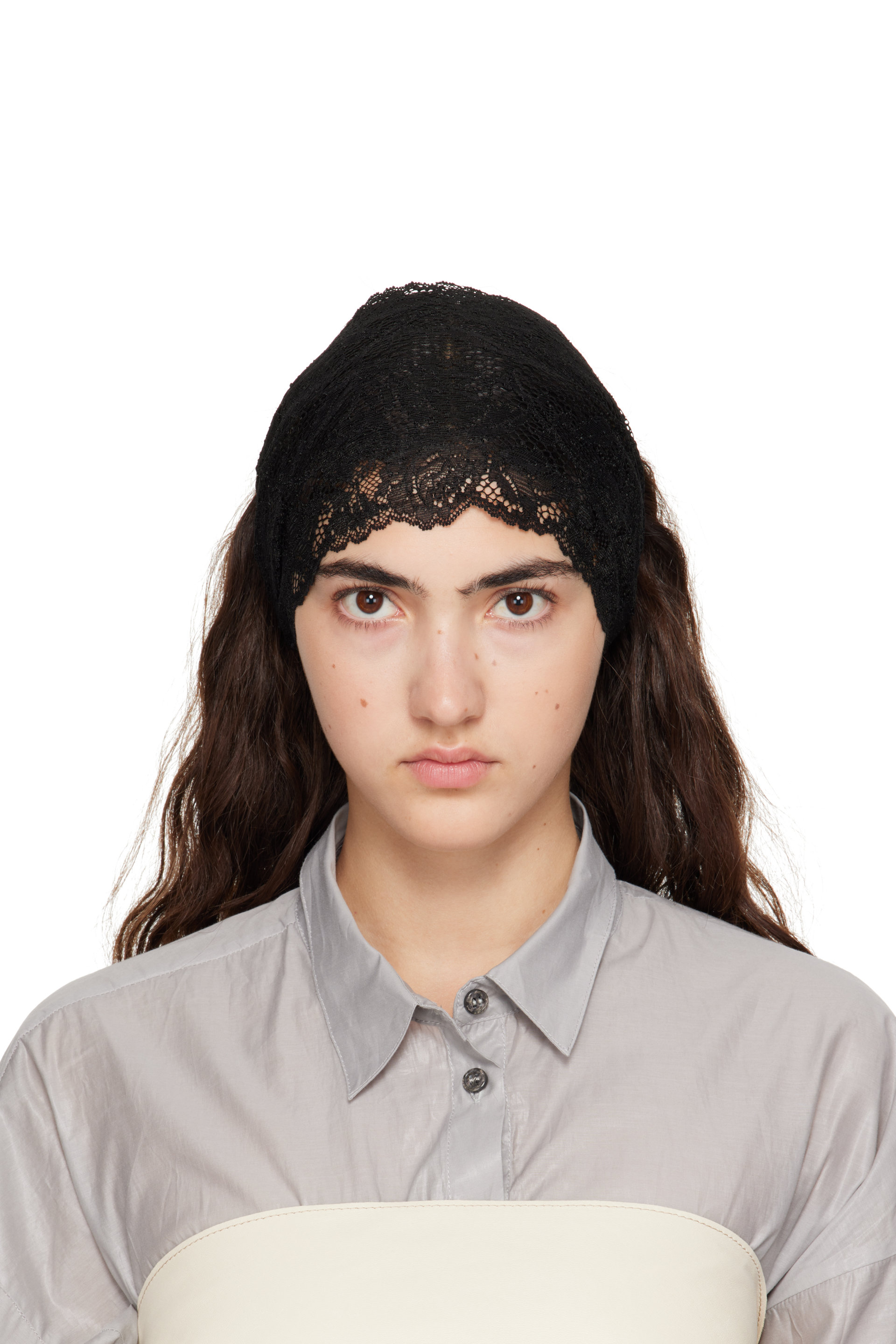 MERRMA - SSENSE Exclusive Black Lace Bandeau Headband