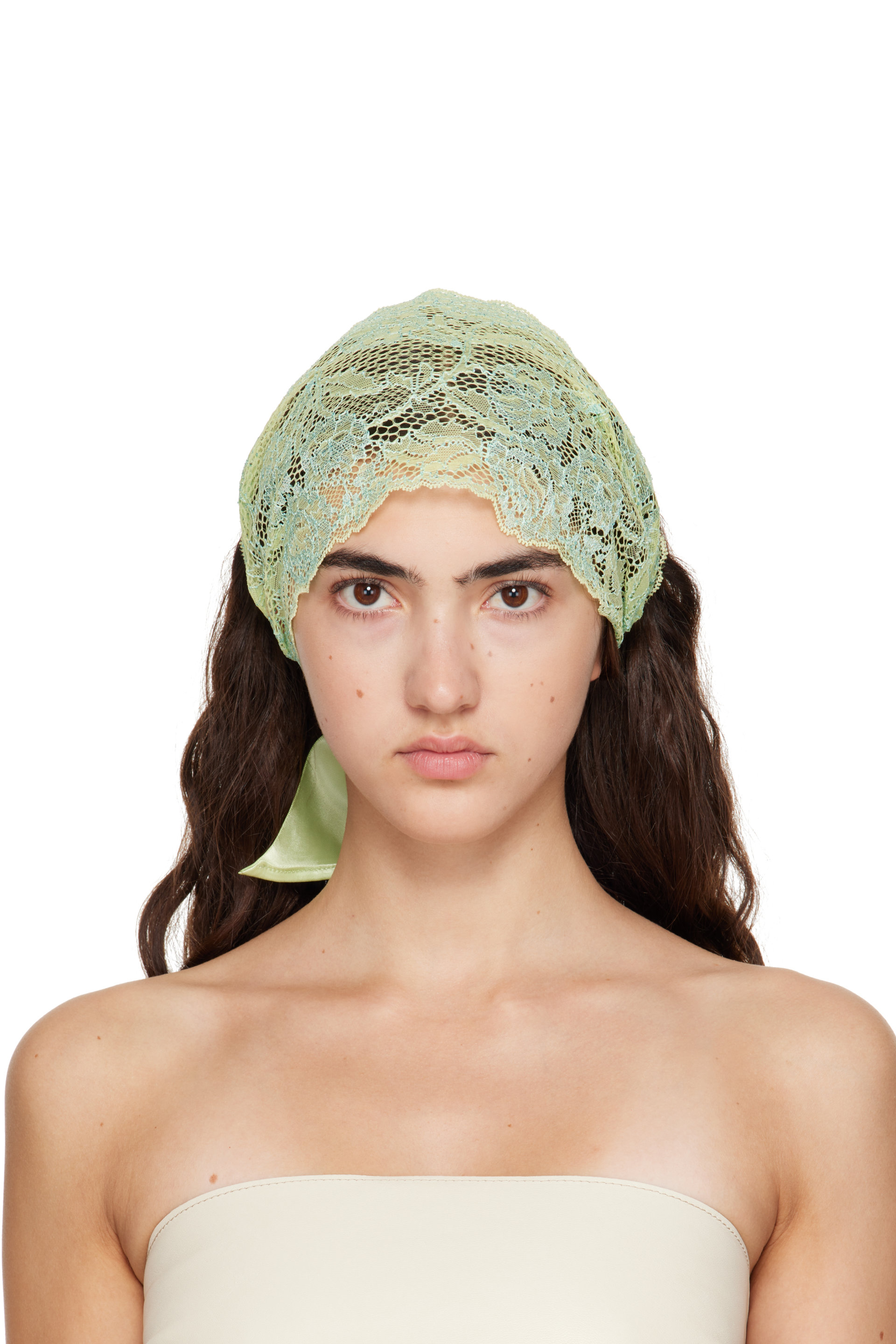 MERRMA - SSENSE Exclusive Green Lace Bandeau Headband