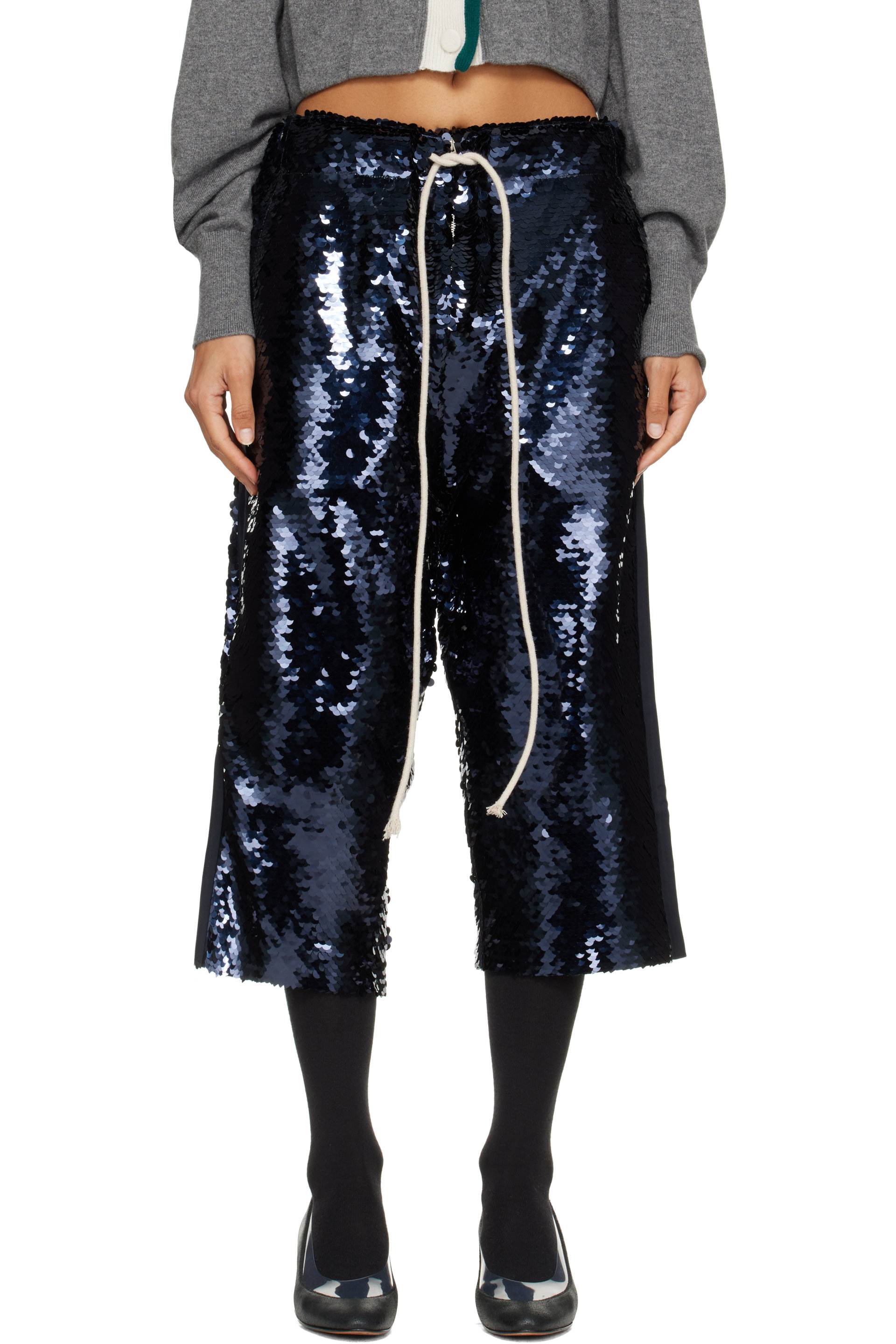 Joone Joonam - Navy Cropped Sequin Trousers