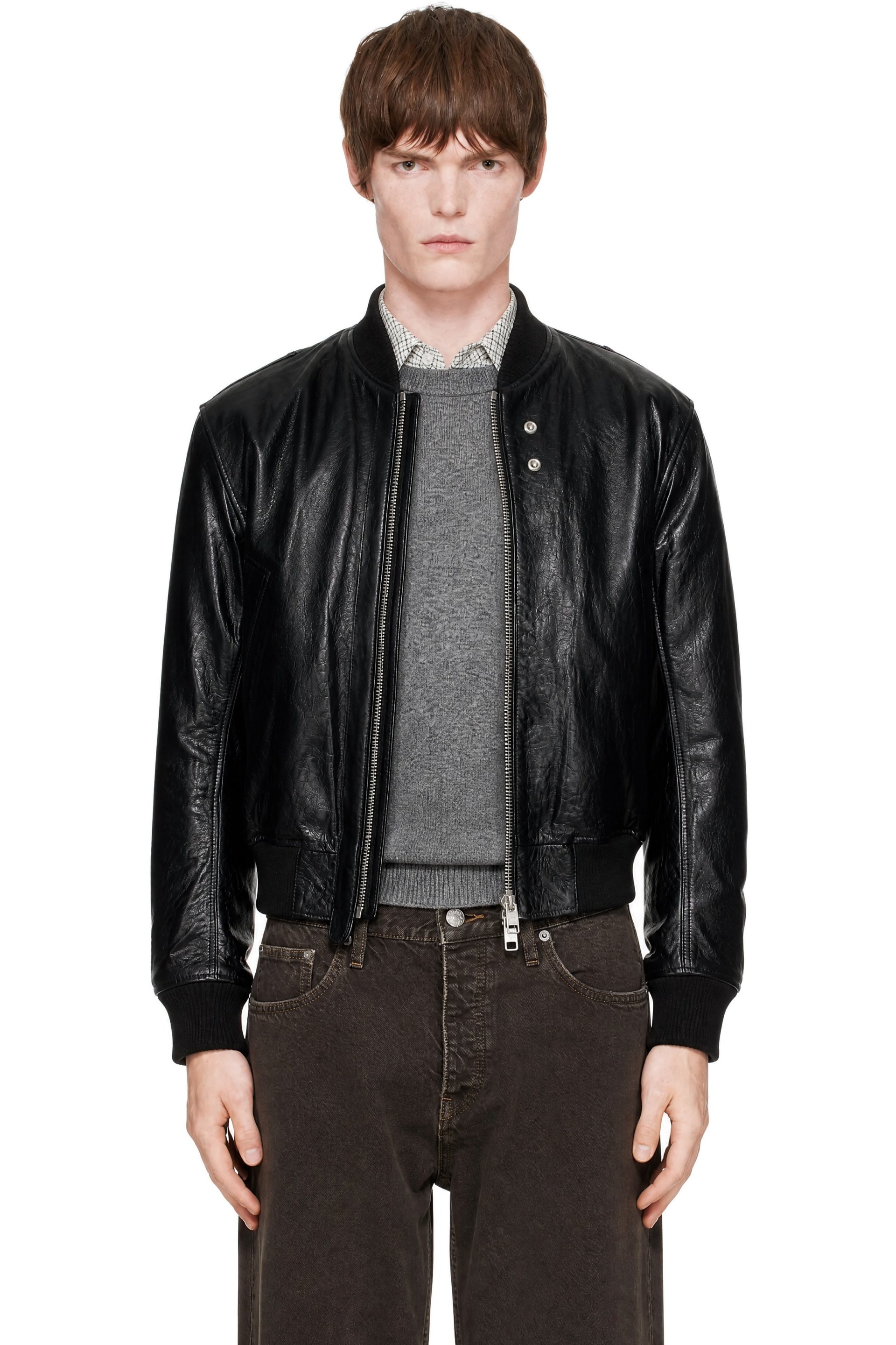 Sunflower - Black Leather Flight Jacket