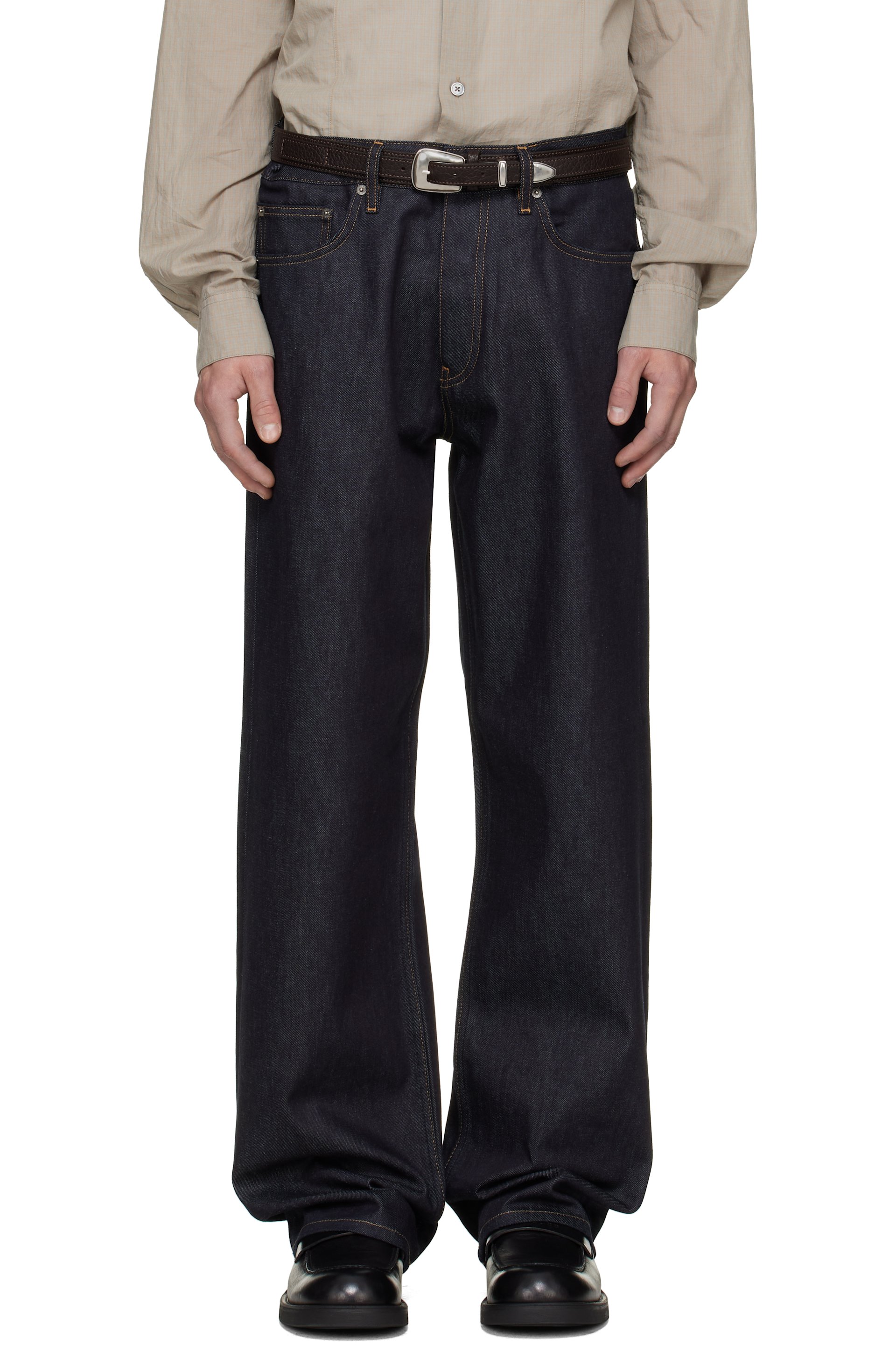 Sunflower - Navy Loose Raw Selvedge Jeans