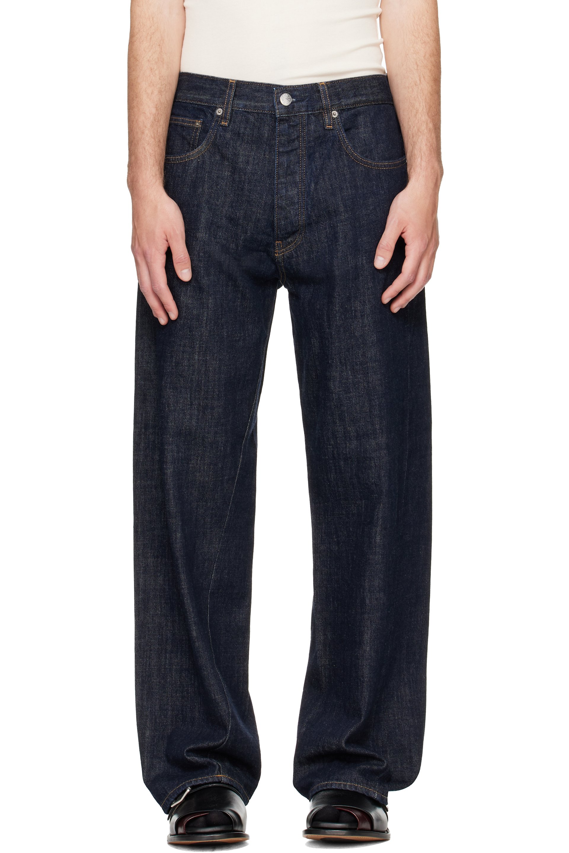 Sunflower - Navy Wide Twist Jeans