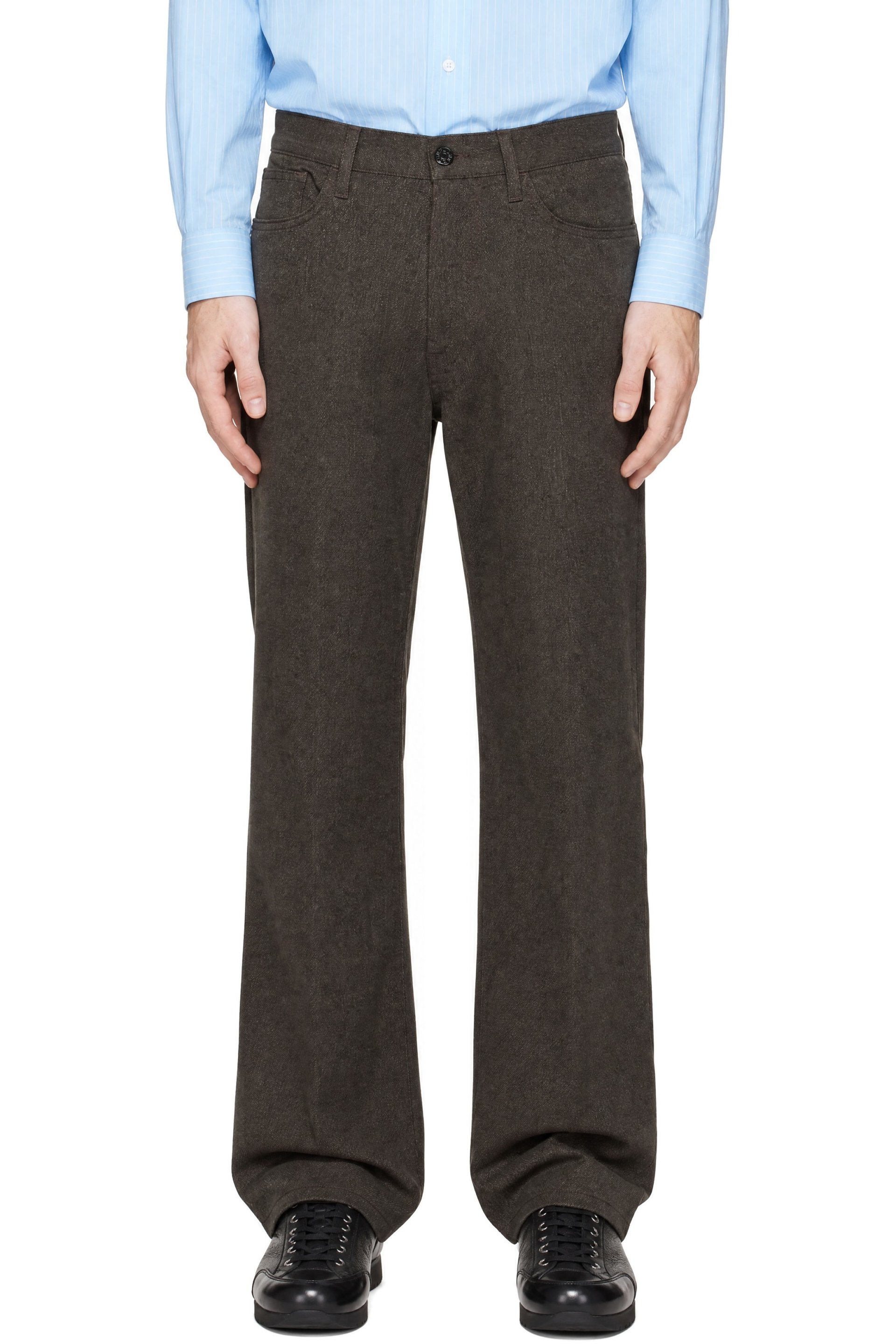 Sunflower - Brown Relaxed Boot Tech Wool Trousers