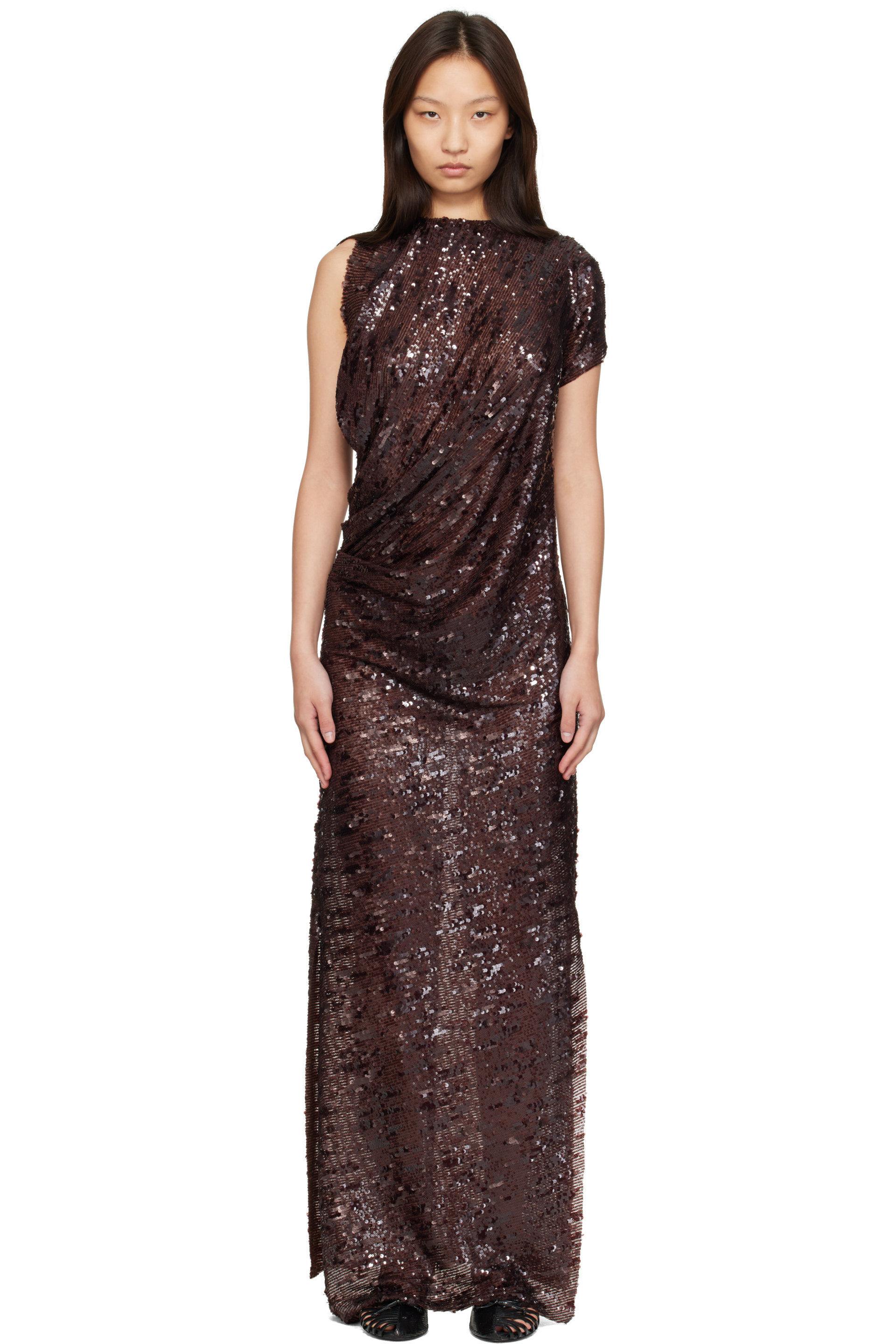 Edward Cuming - Brown Droopy Drape Gown Maxi Dress
