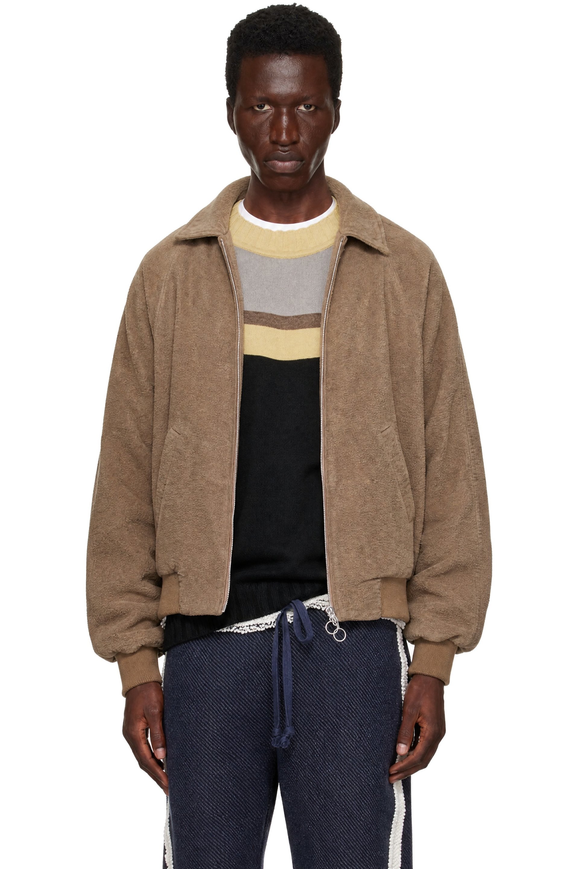 Edward Cuming - Blouson aviateur Fifth beige en molleton épais