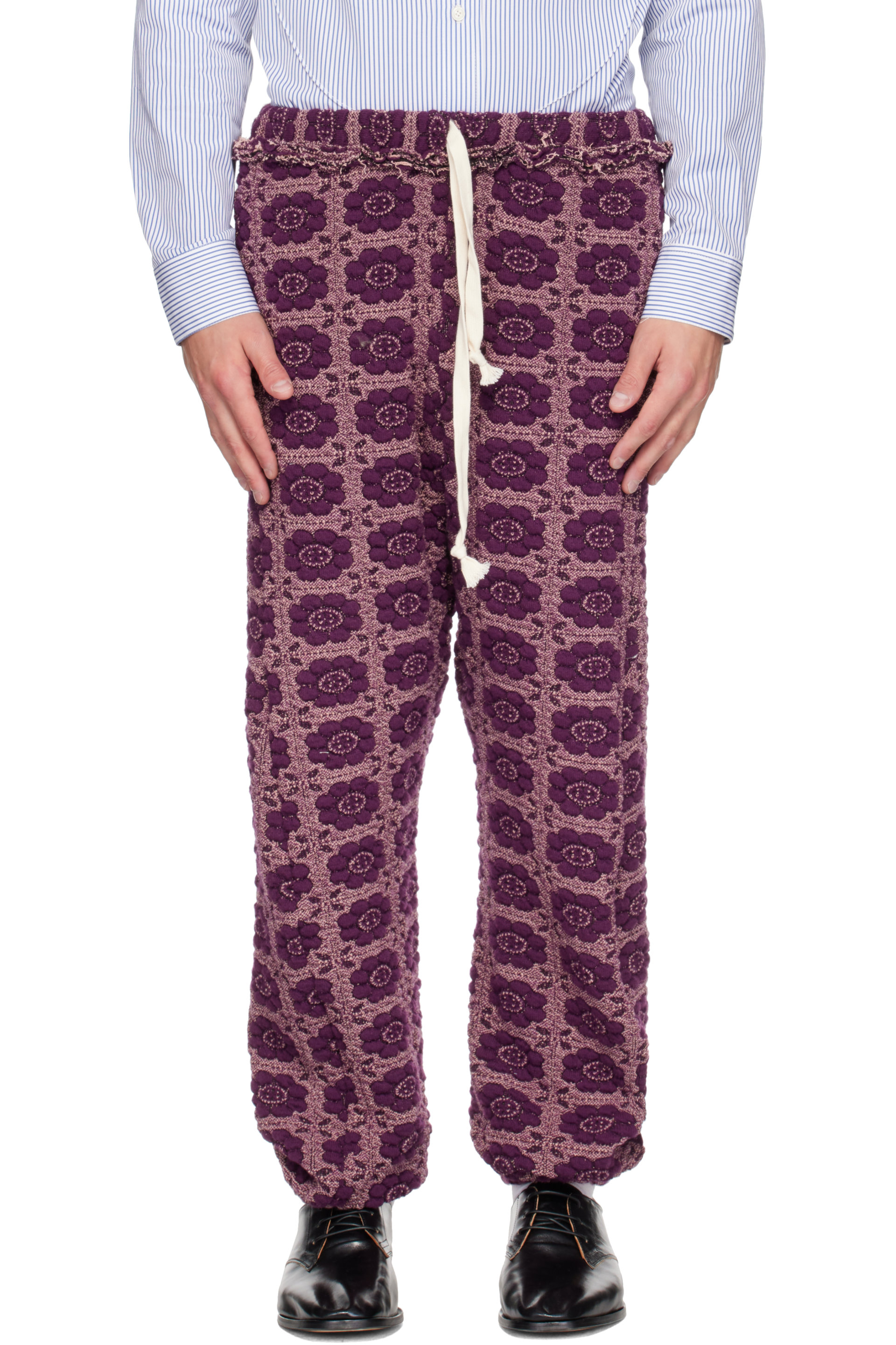 Edward Cuming - Purple Vertical Garden Twisted Track Pants