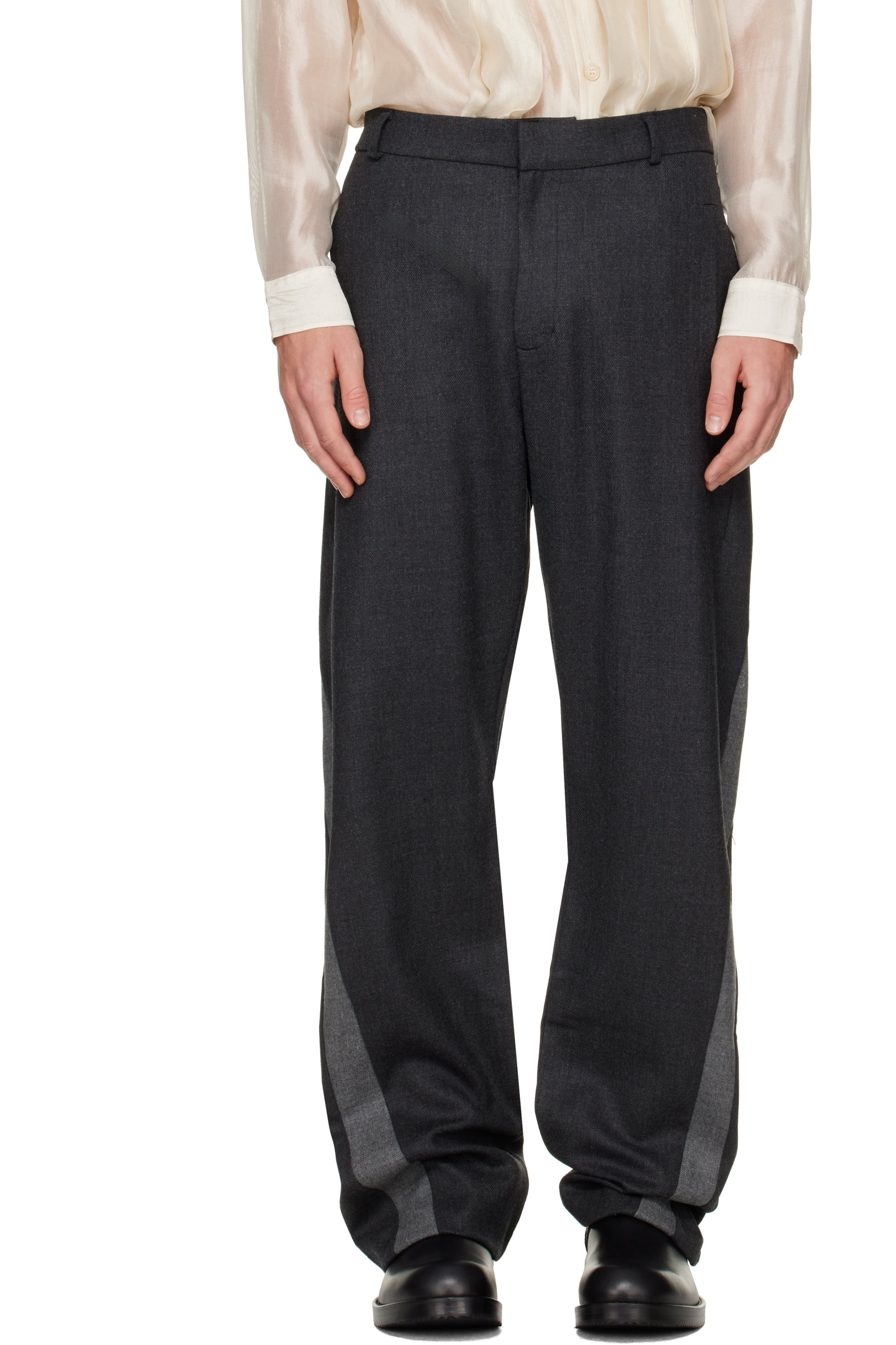Edward Cuming - Pantalon façon tailleur gris à assemblage torsadé