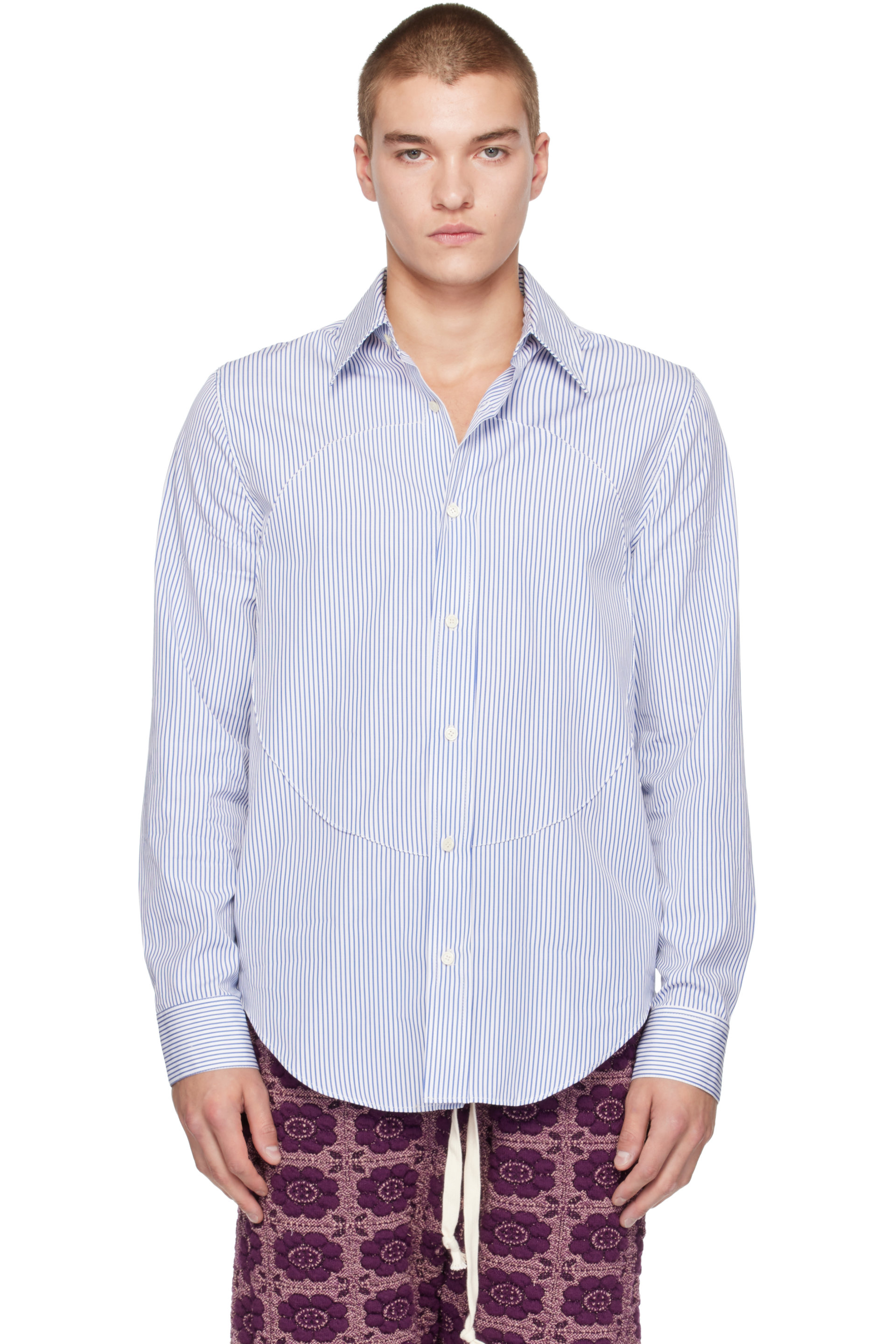 Edward Cuming - Blue Pin-Tuck Lung Shirt