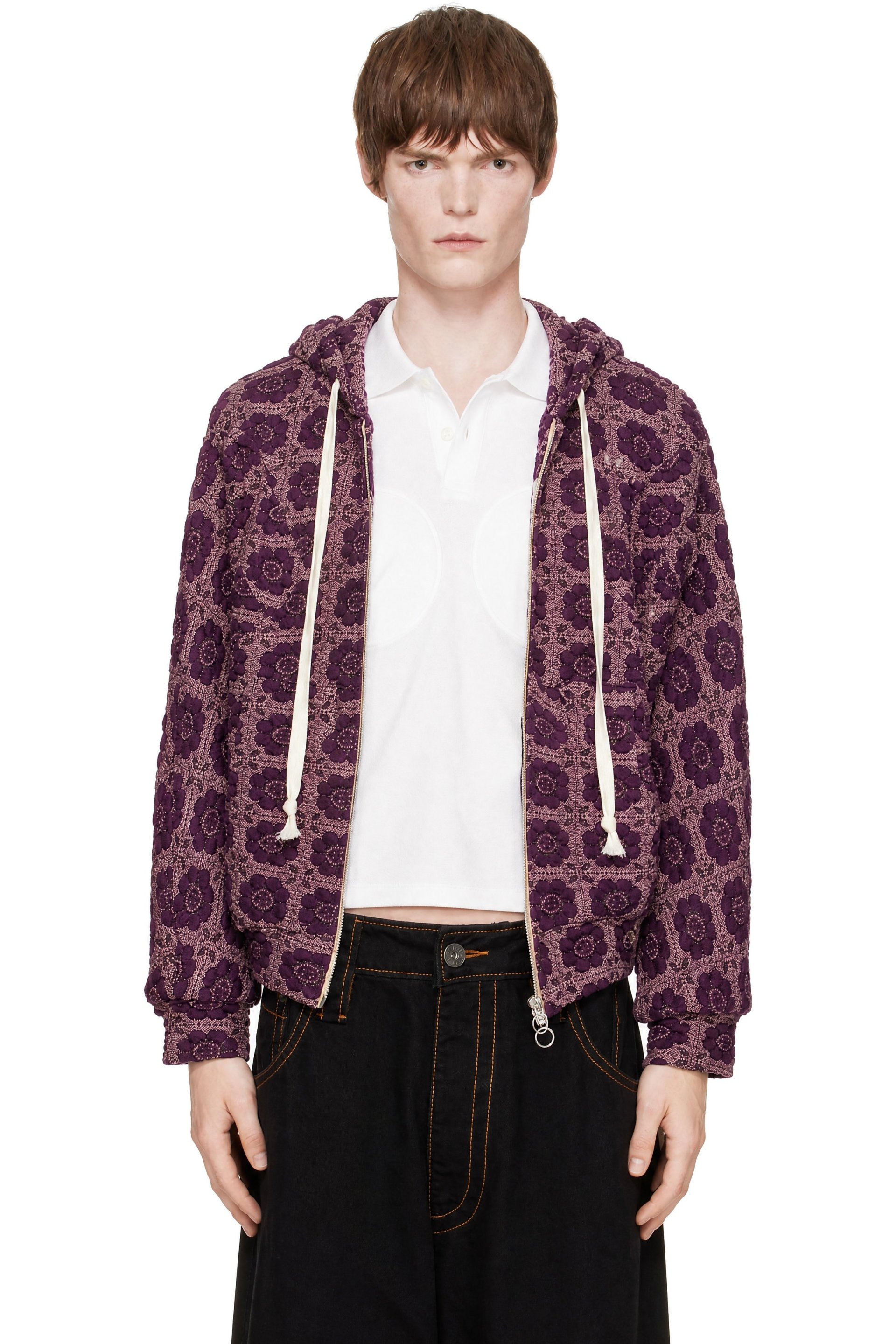 Edward Cuming - Pull à capuche Vertical Garden mauve