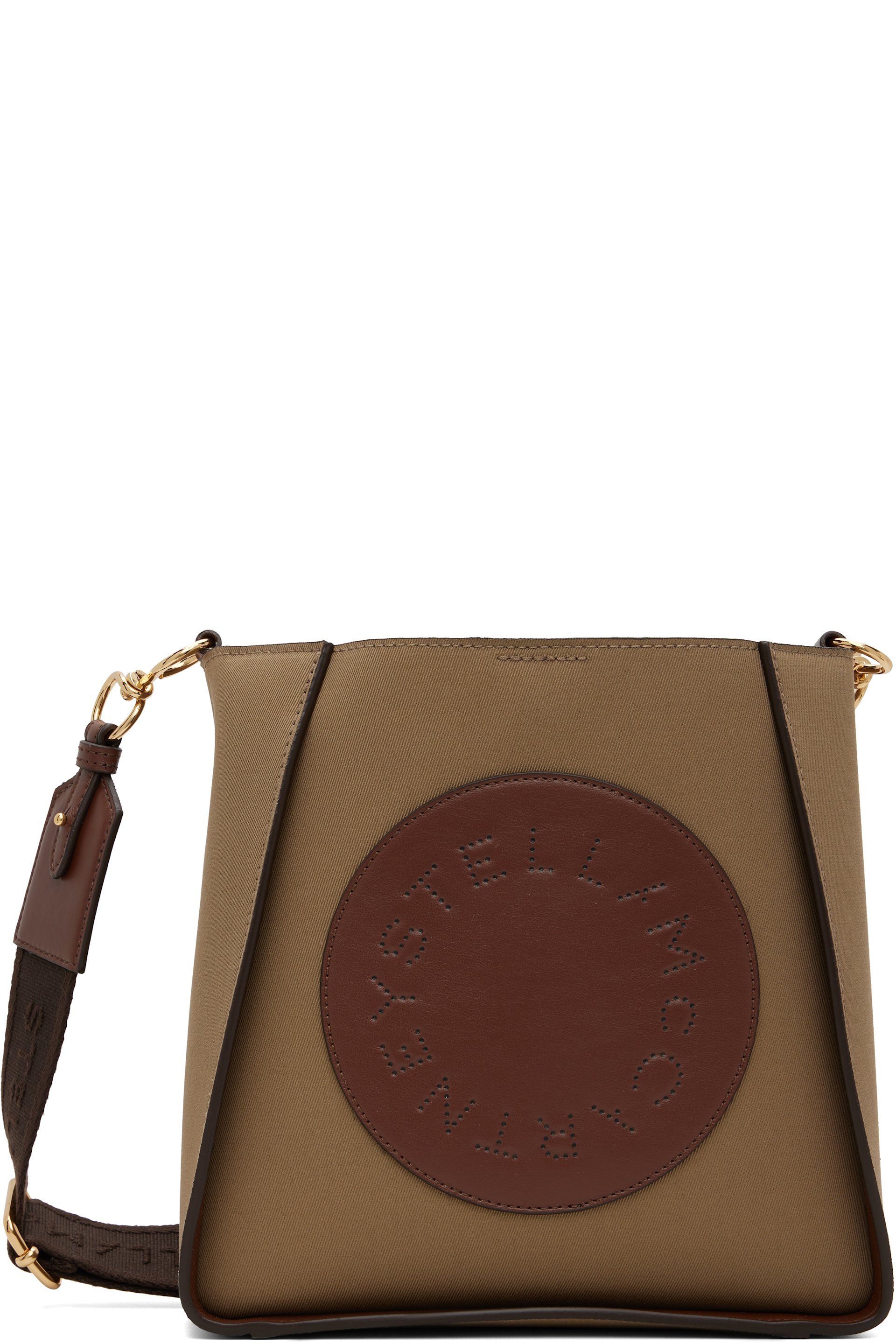 Stella McCartney - Khaki Logo Square Crossbody Bag