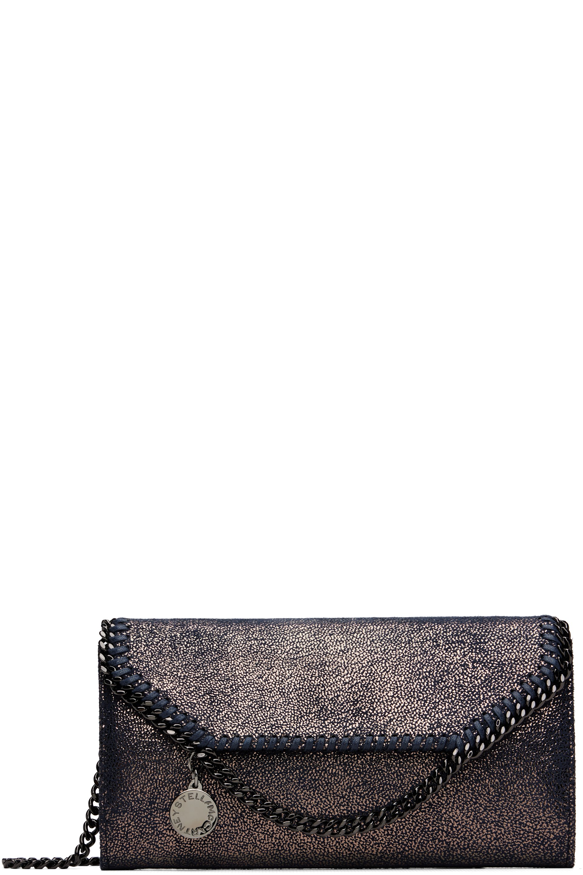 Stella McCartney - Sac style portefeuille continental à chaine Falabella bleu marine