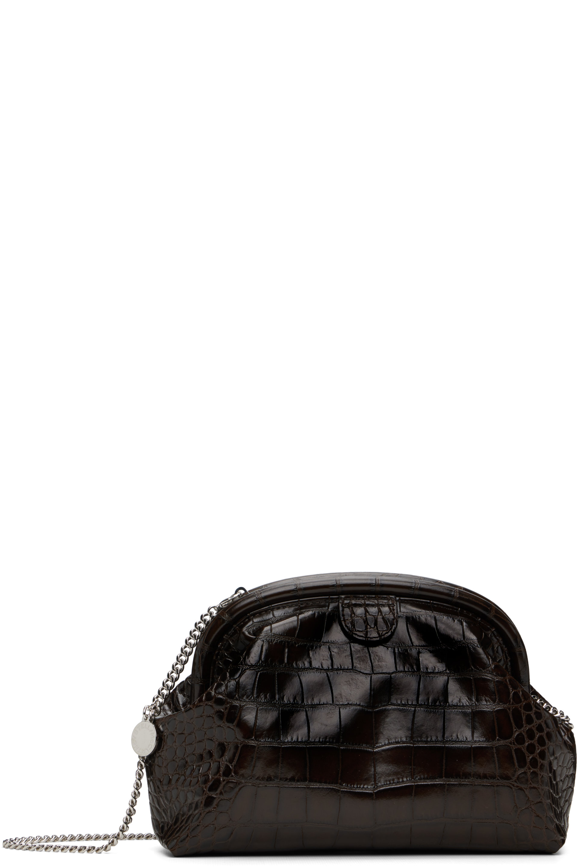 Stella McCartney - Brown Falabella Croc-Embossed Soft Clutch
