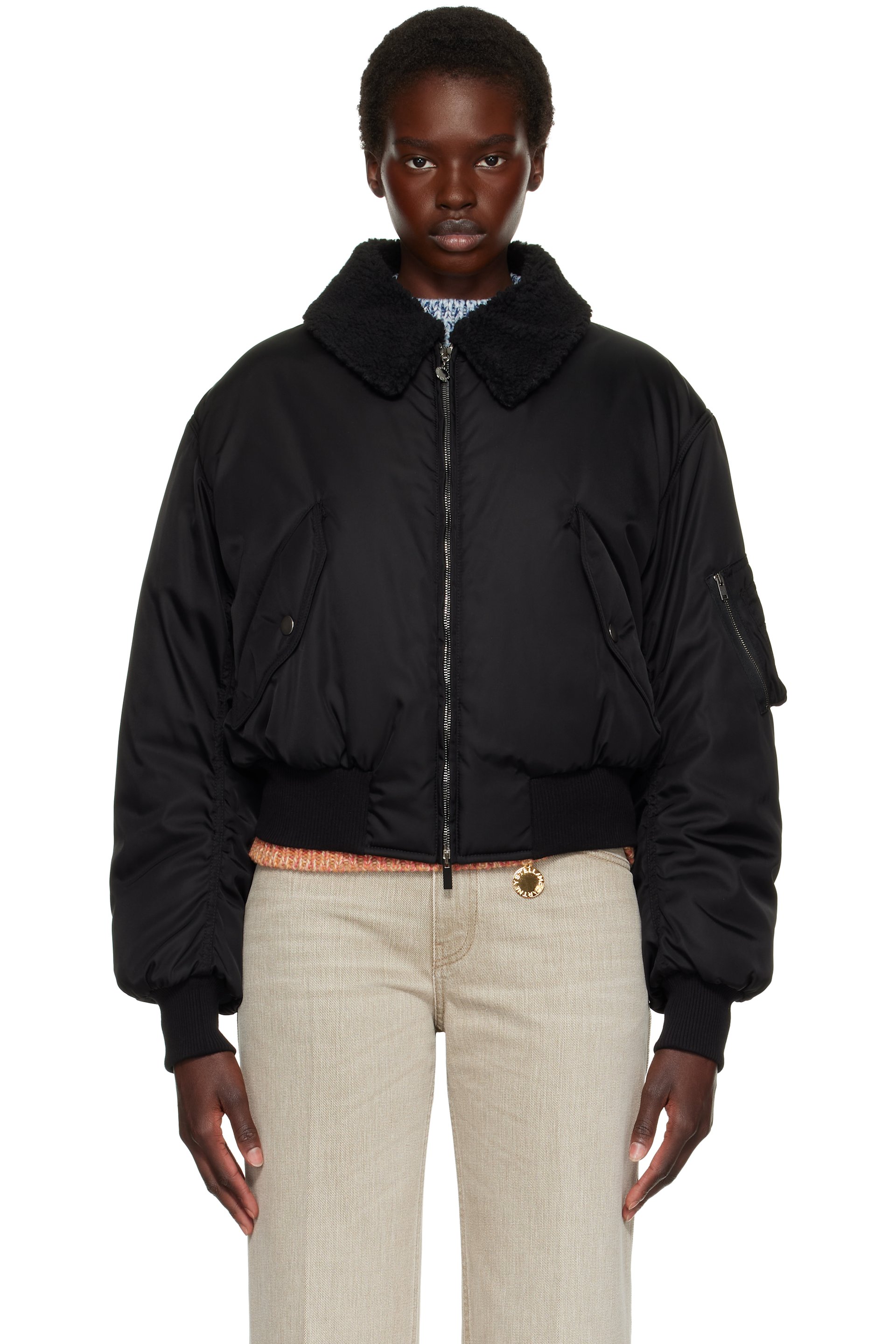 Stella McCartney - Black Collared Bomber Jacket
