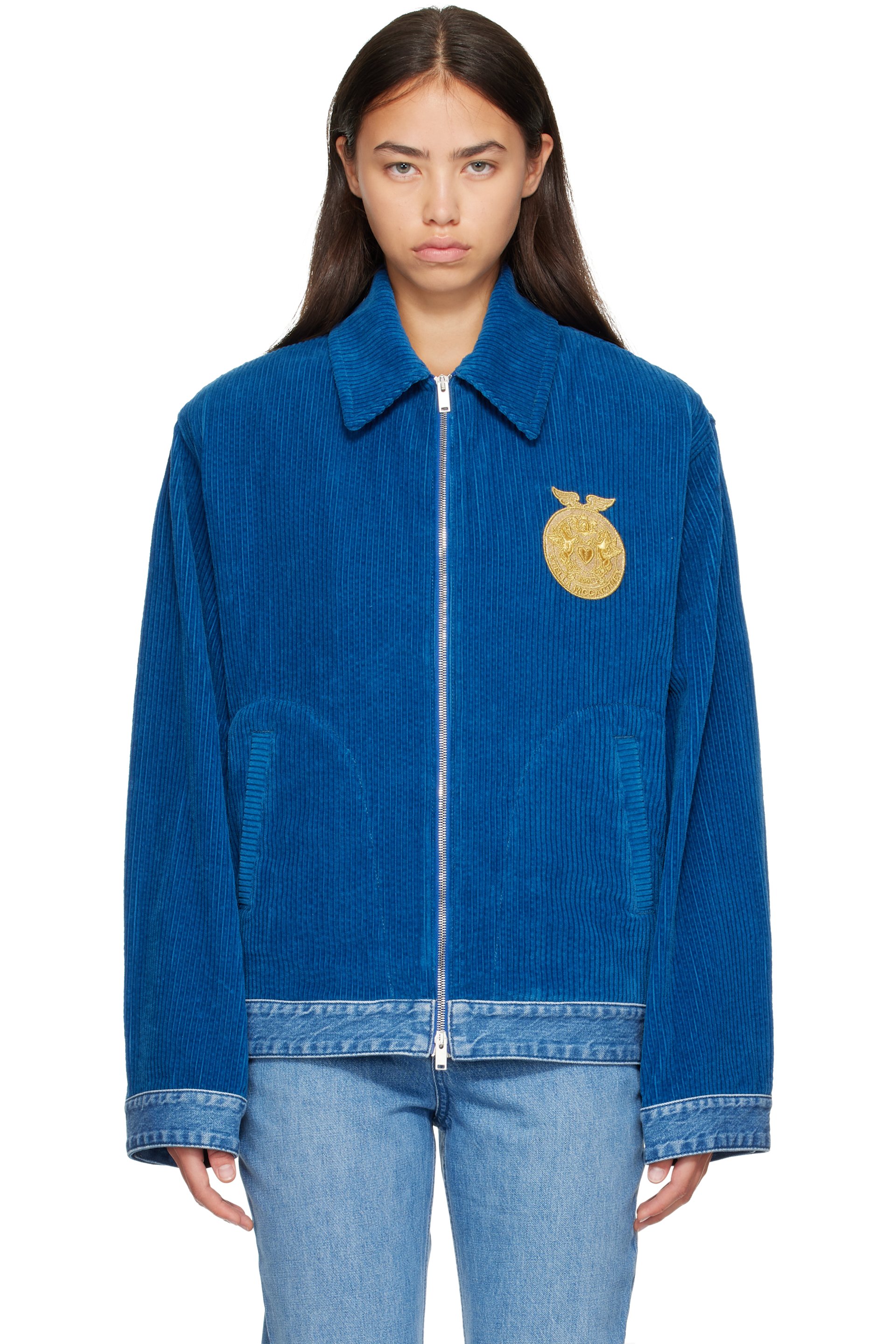 Stella McCartney - Blue Corduroy Panel Denim Jacket