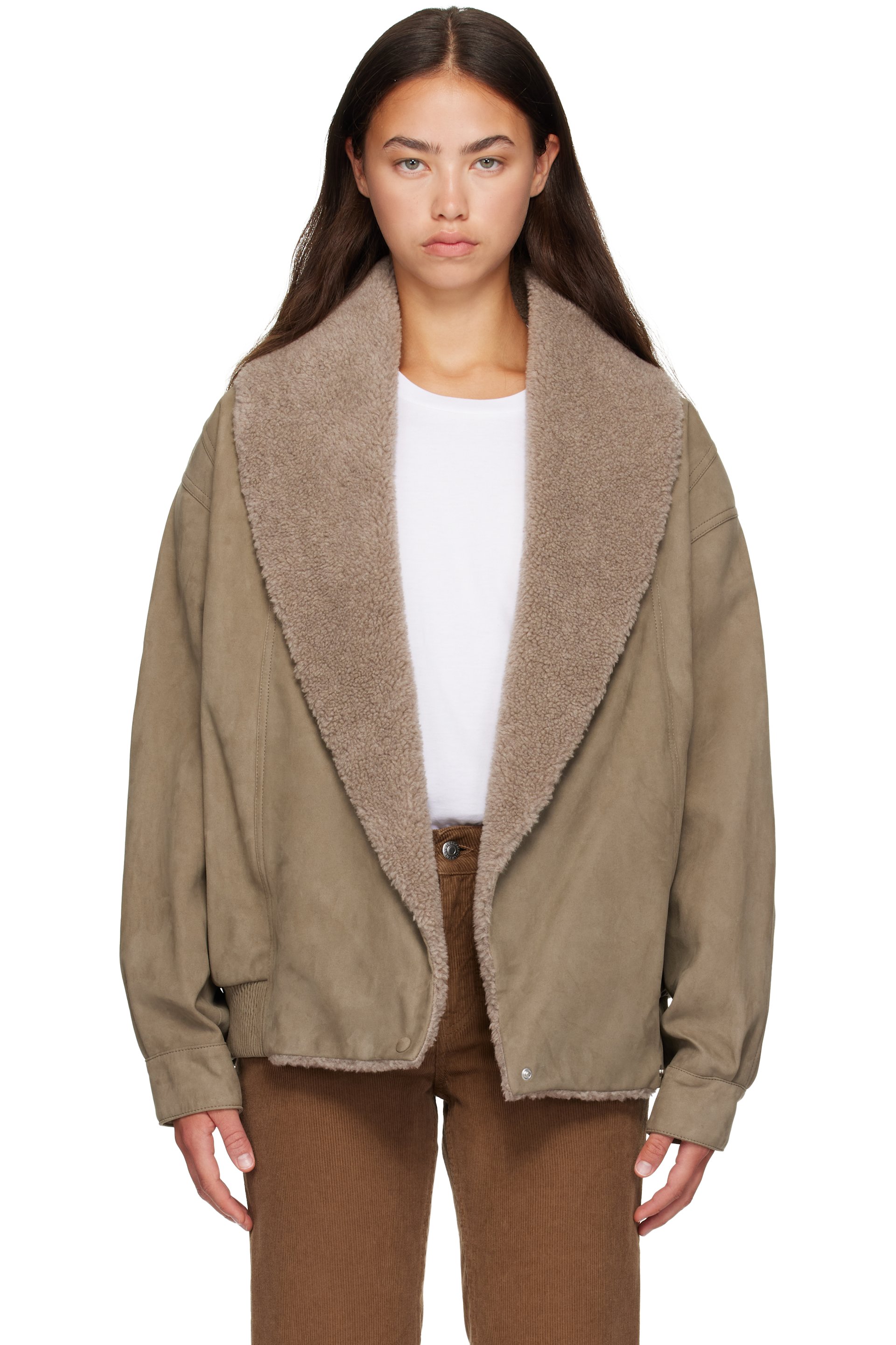 Stella McCartney - 驼色 Vegan Suede Plush-Trimmed 夹克