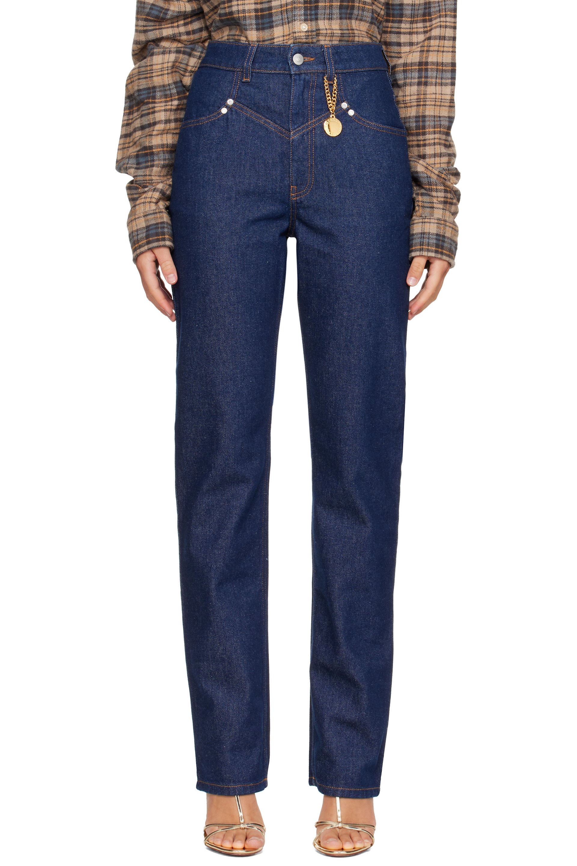Stella McCartney - Navy Chaps Stitch Slim-Leg Jeans
