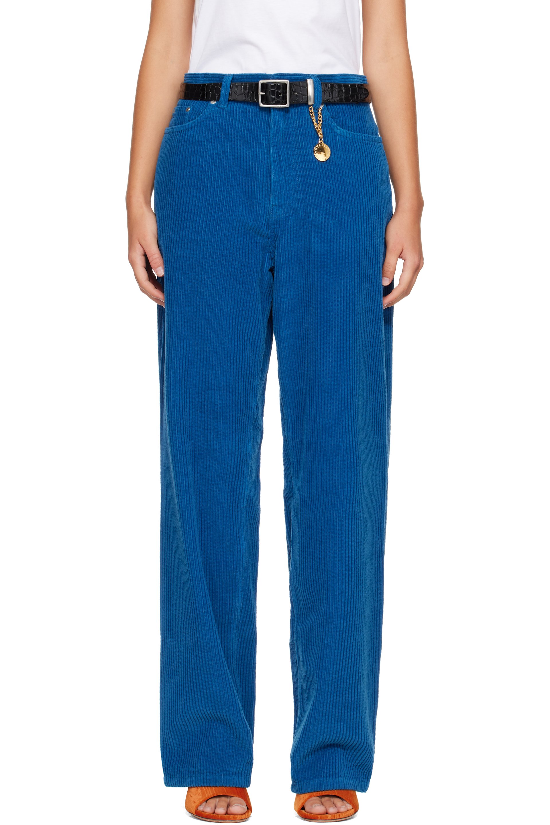 Stella McCartney - Blue Corduroy Straight Tapered Trousers
