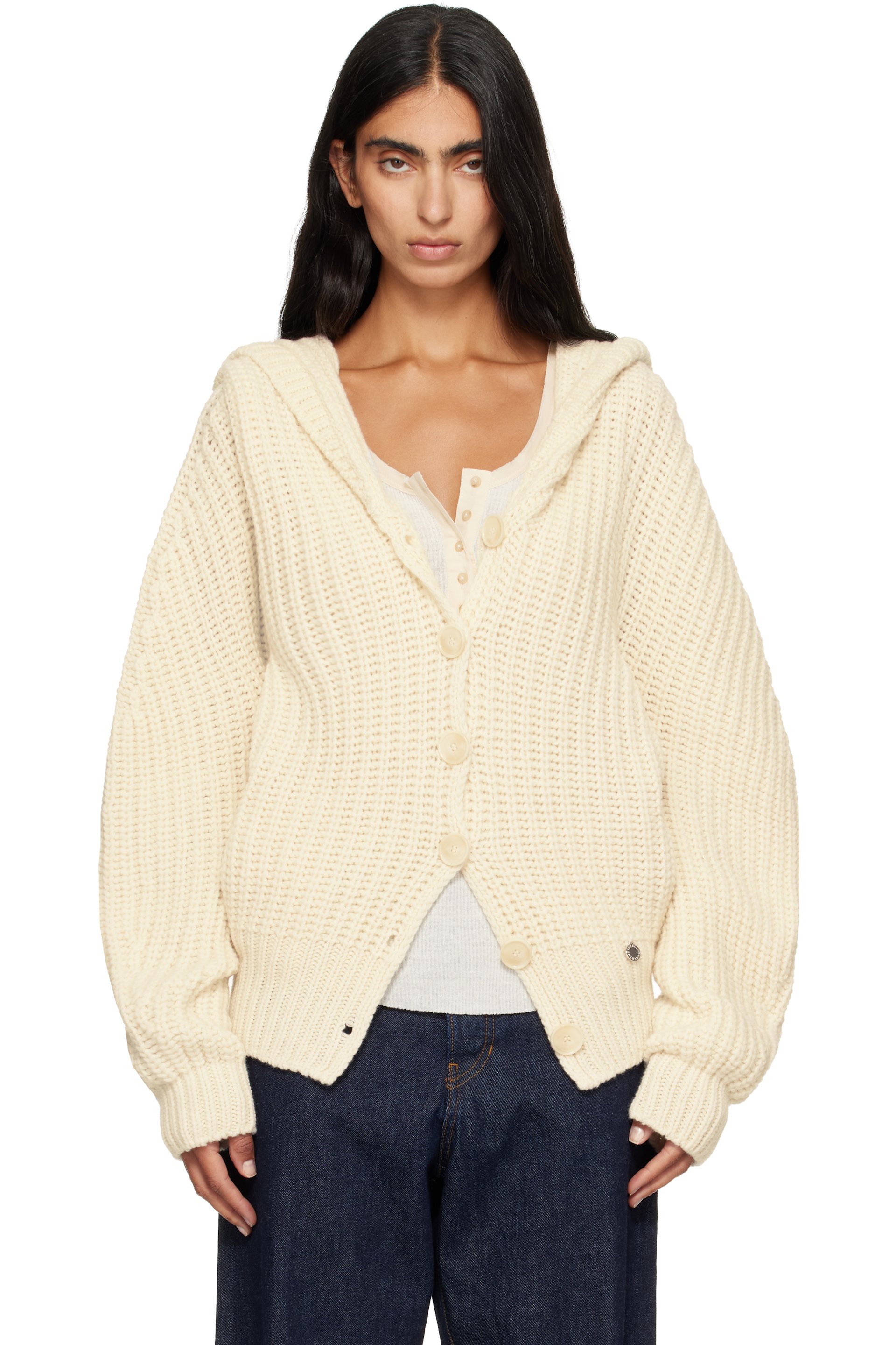 Stella McCartney - 米色 Chunky Ribbed Hooded 开衫