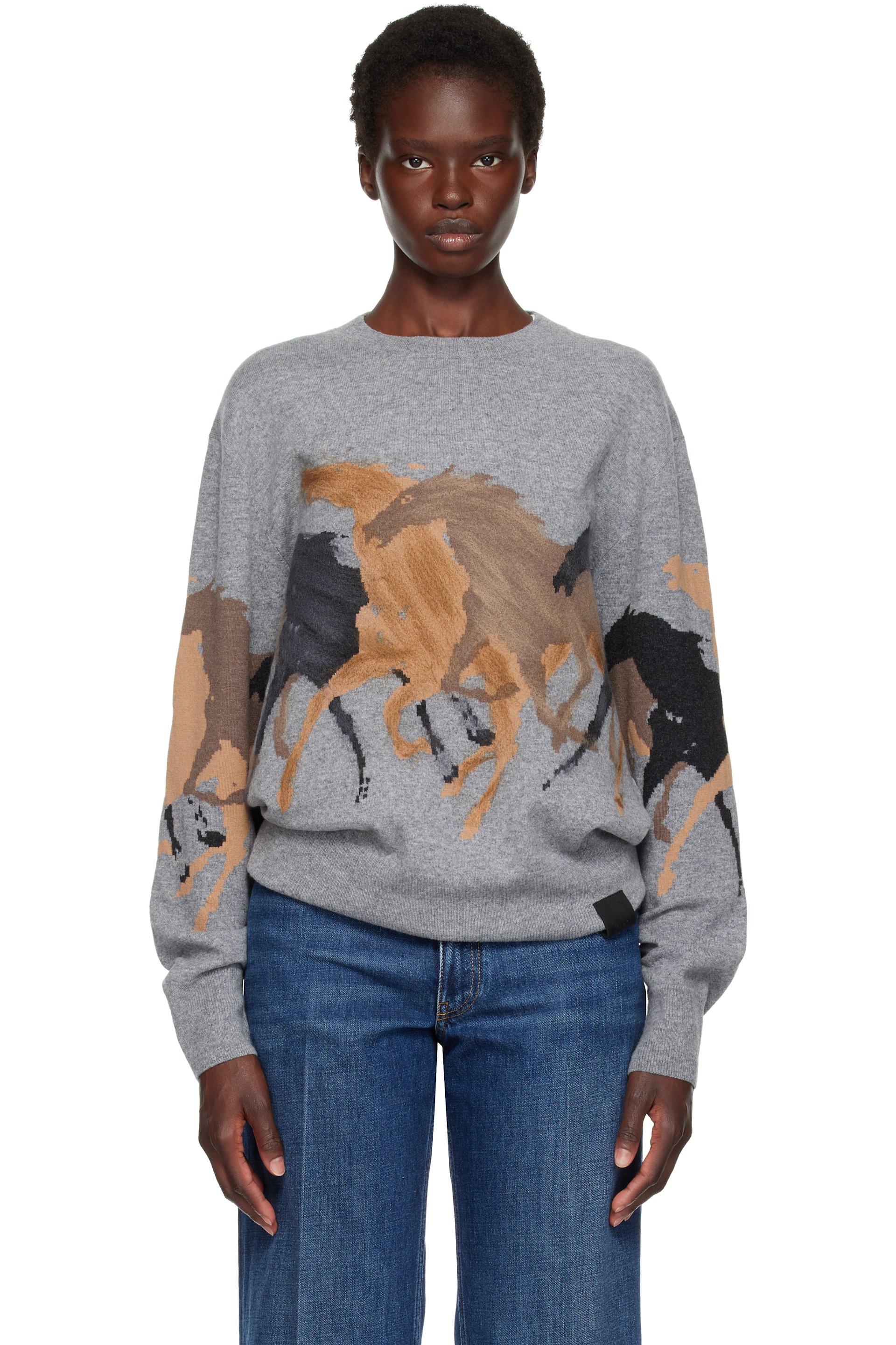 Stella McCartney - Gray Racing Horses Sweater