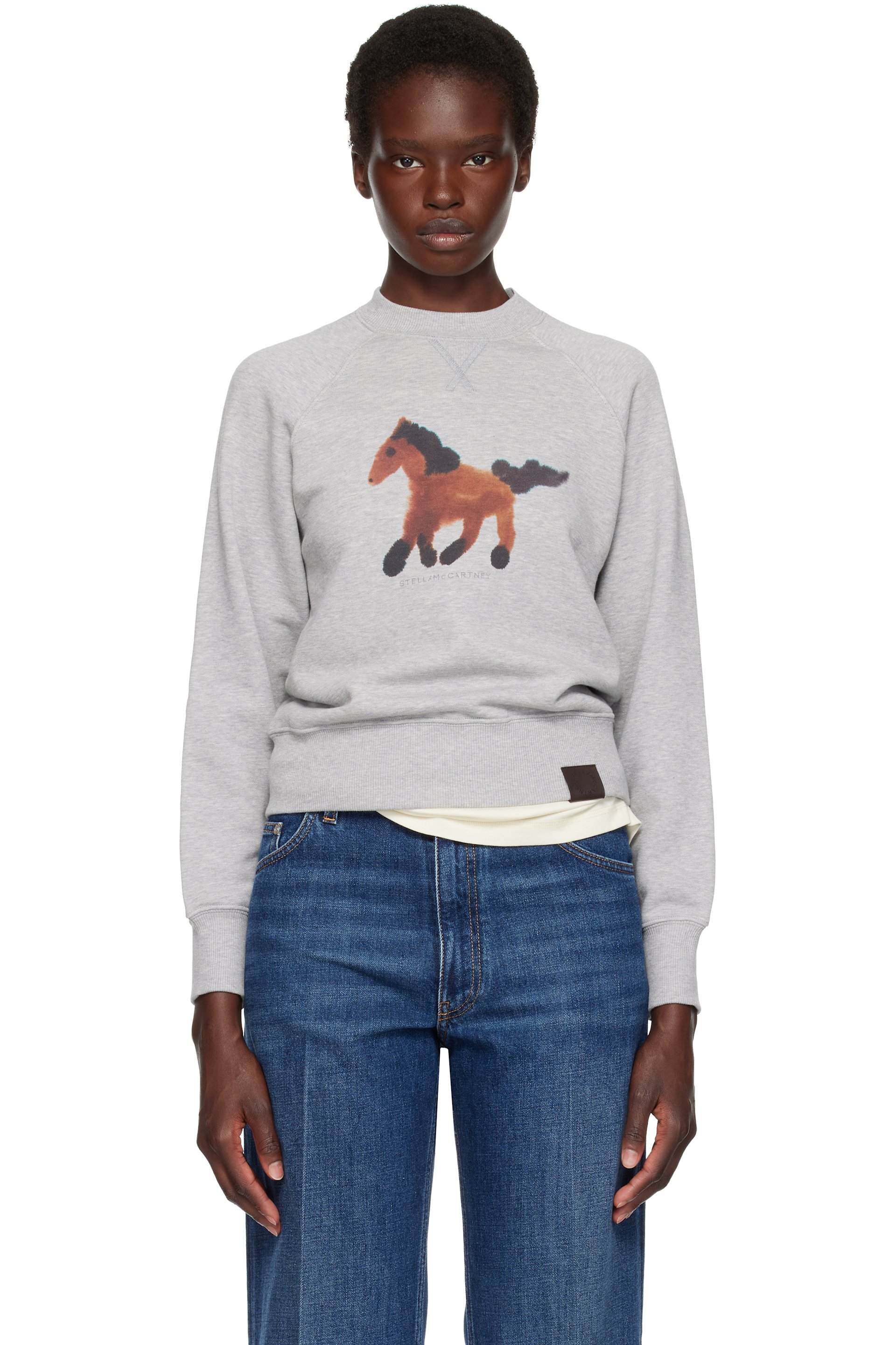 Stella McCartney - Gray Watercolour Horse Sweatshirt
