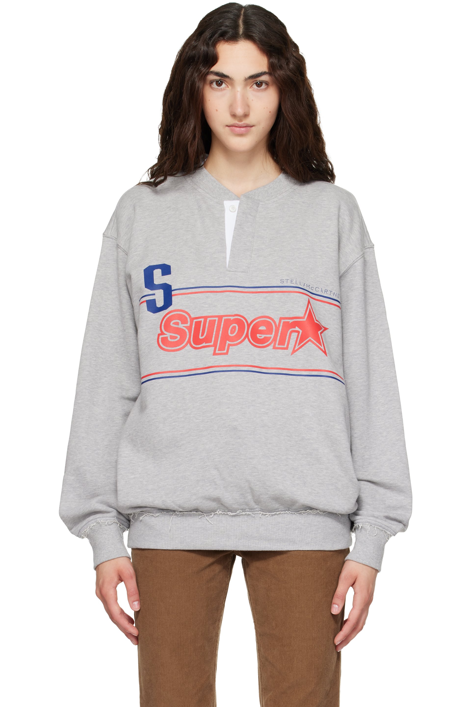 Stella McCartney - Pull molletonné 'Superstar' gris en coton