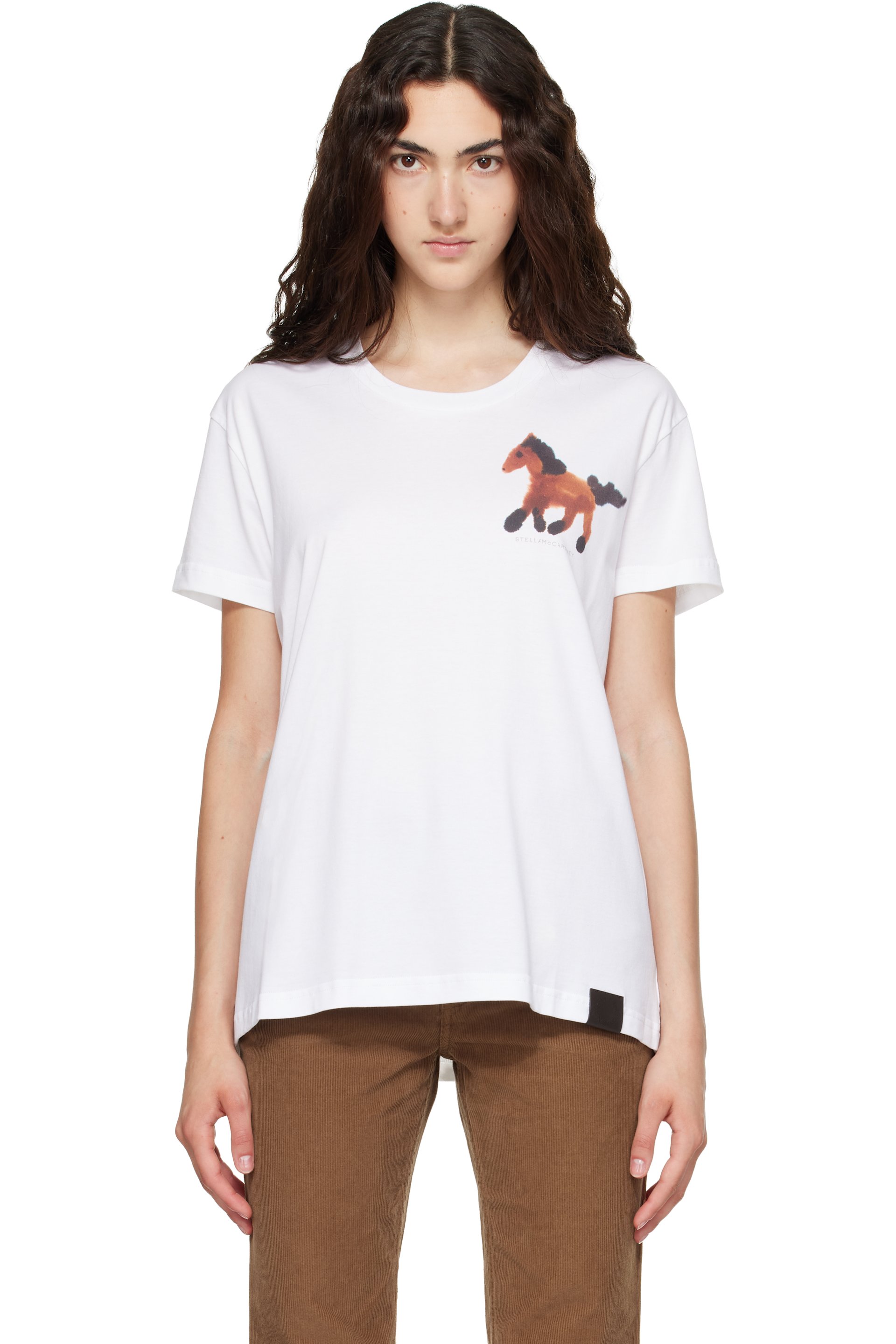 Stella McCartney - T-shirt blanc en coton à image à logo