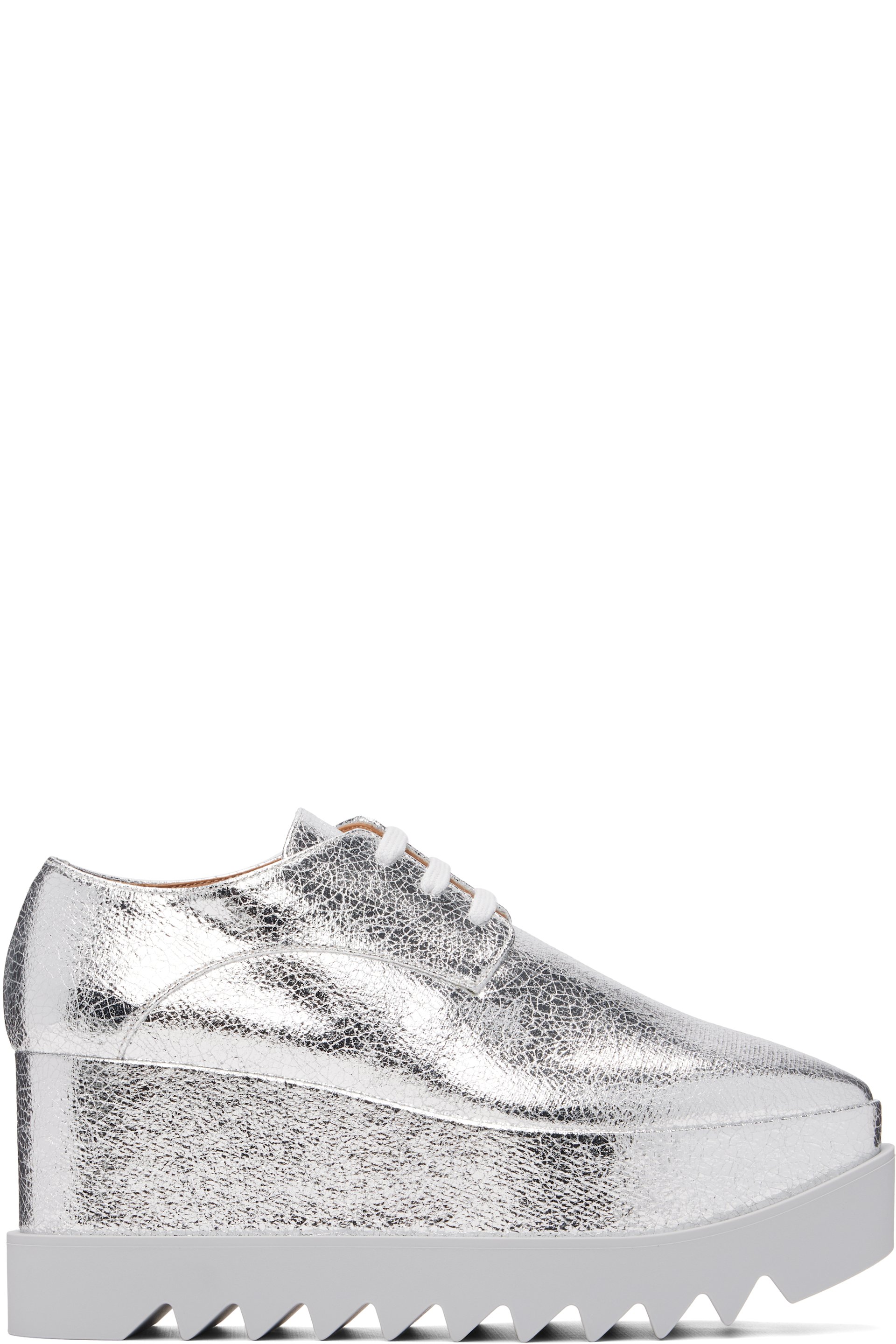 Stella McCartney - Silver Elyse Metallic Crackled Platform Derbys