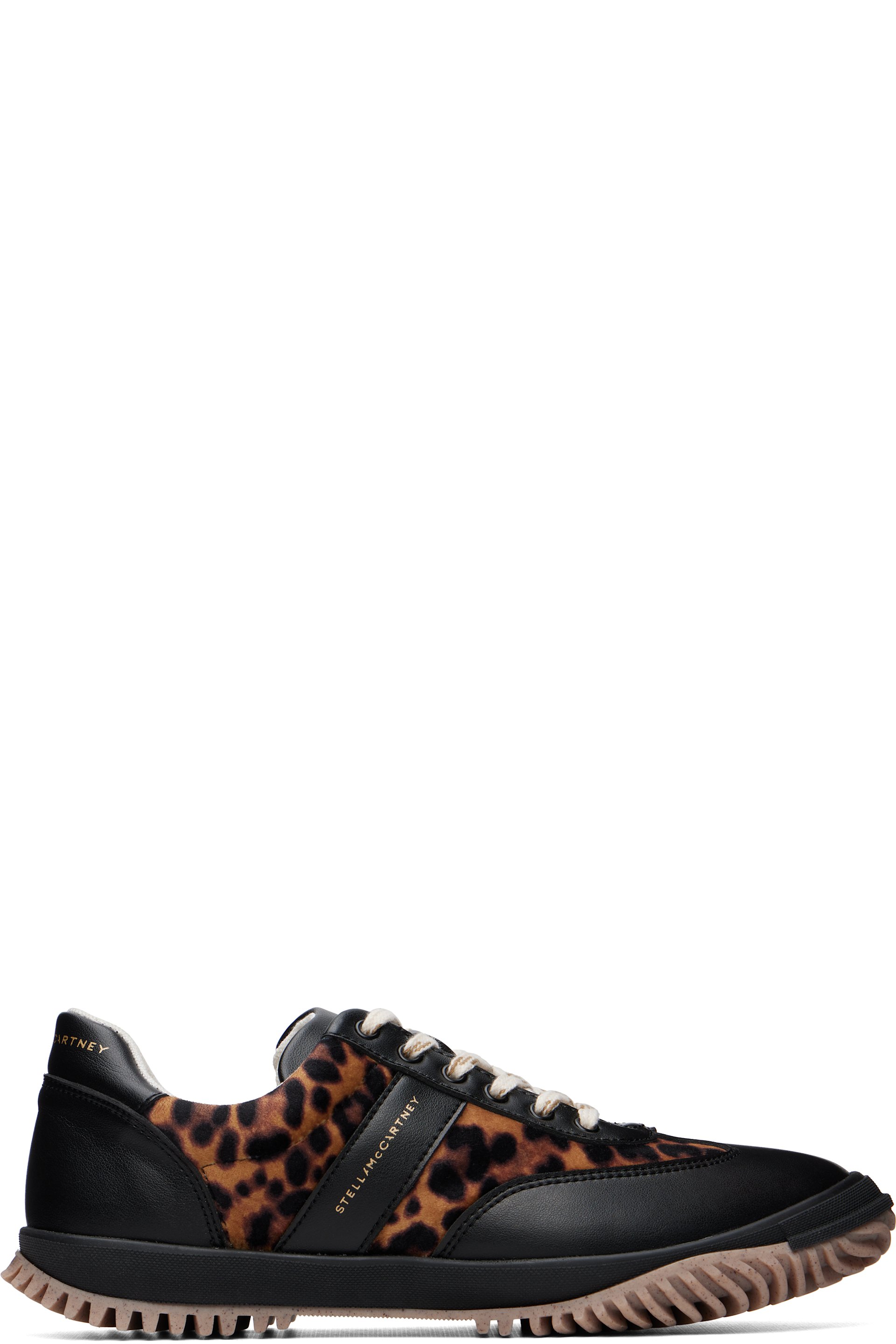Stella McCartney - Black & Beige Leopard Velvet Sneakers