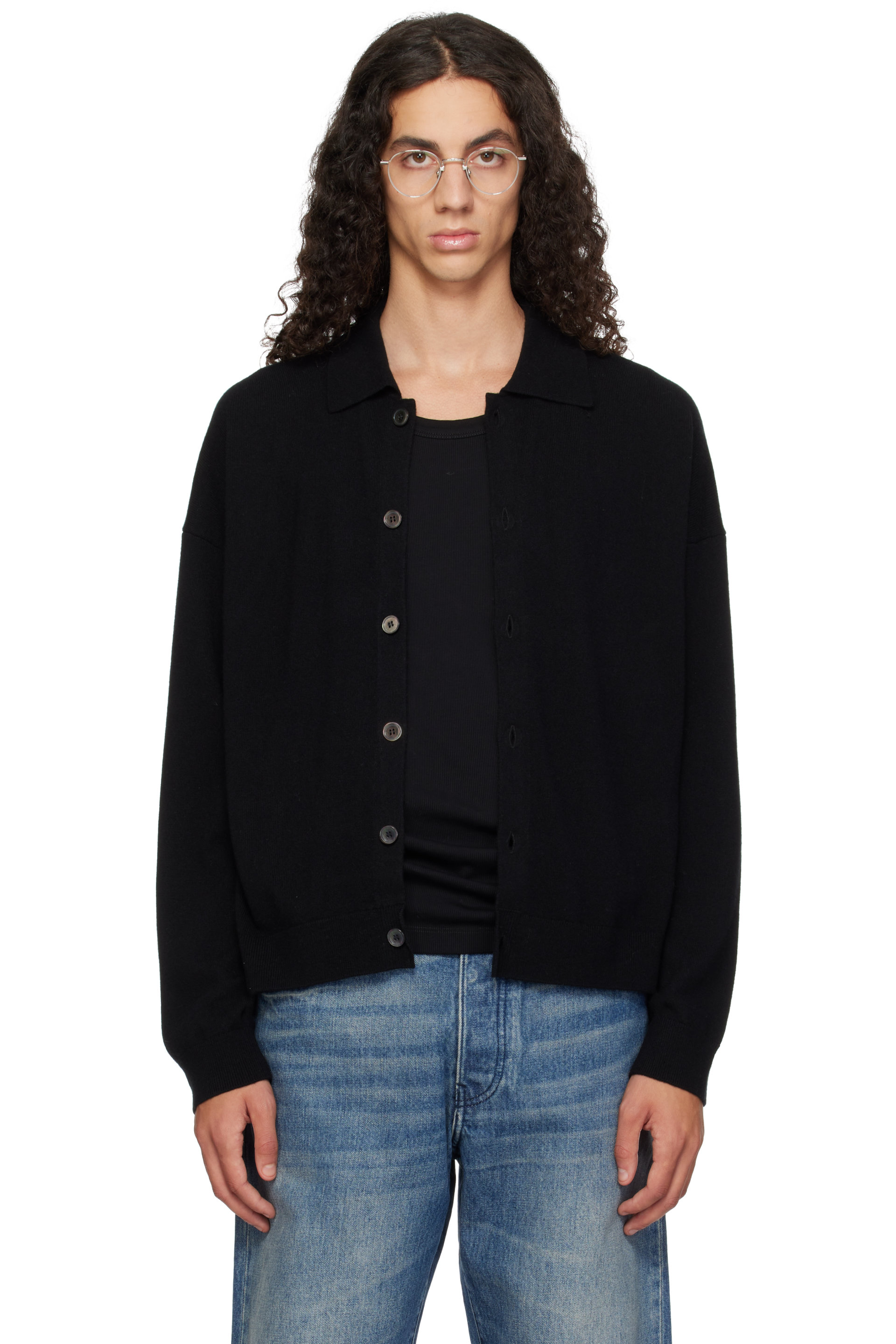 YACAIA - Black Y-0017 Oversized Merino Cashmere Cardigan