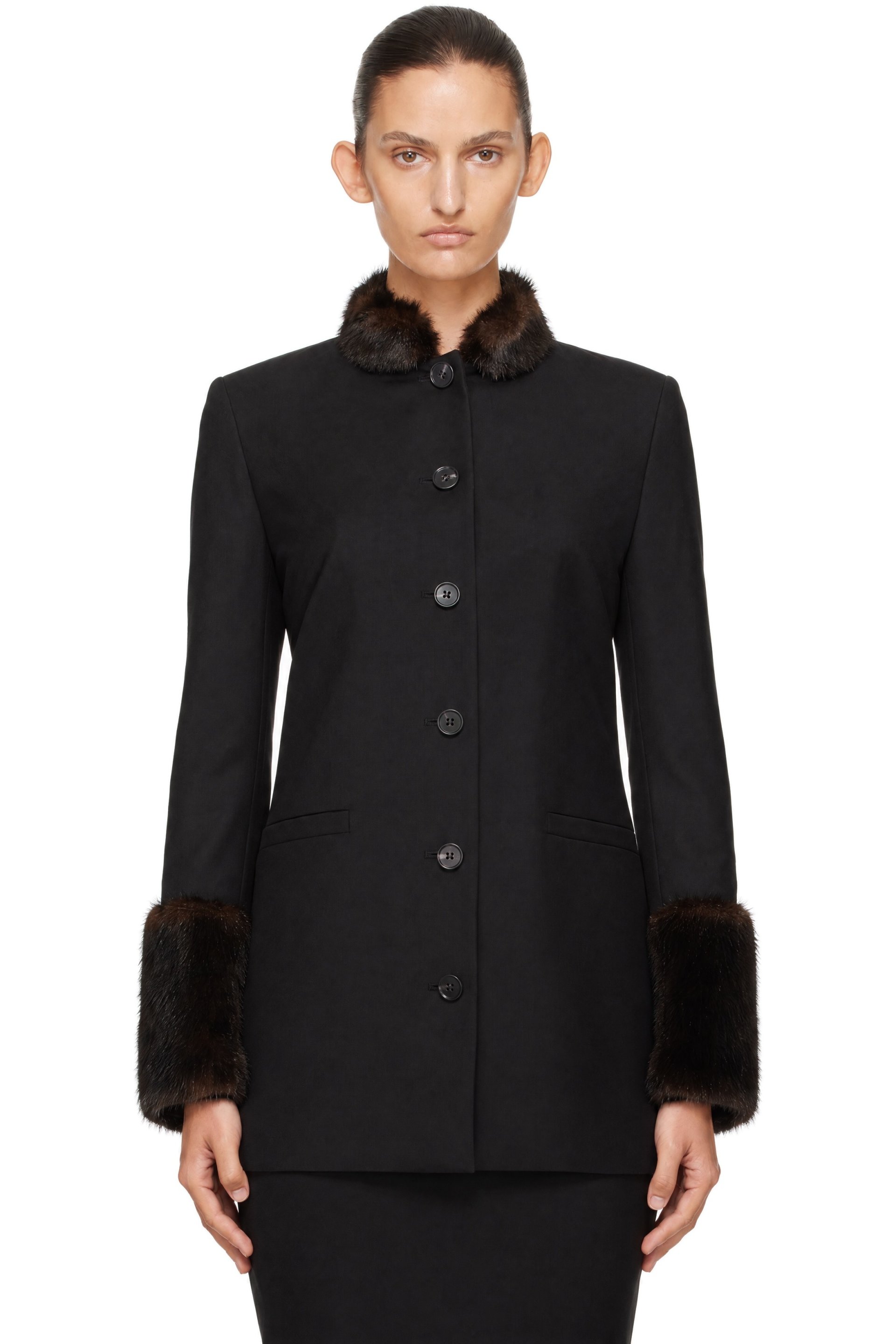Loulou de Saison - Black Goa Faux-Fur Trim Jacket