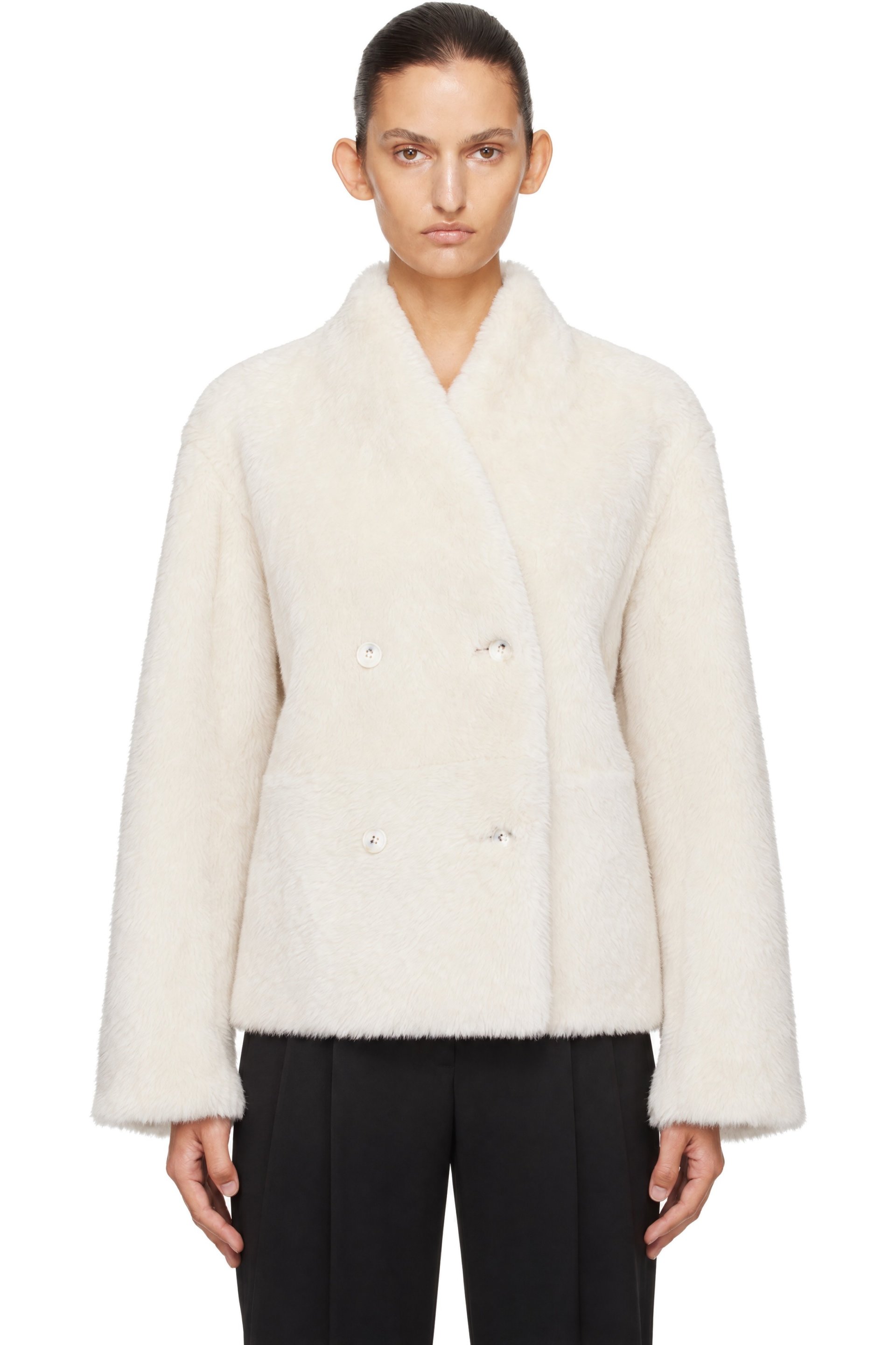 Loulou de Saison - Off-White Reversible Catherine Leather Jacket