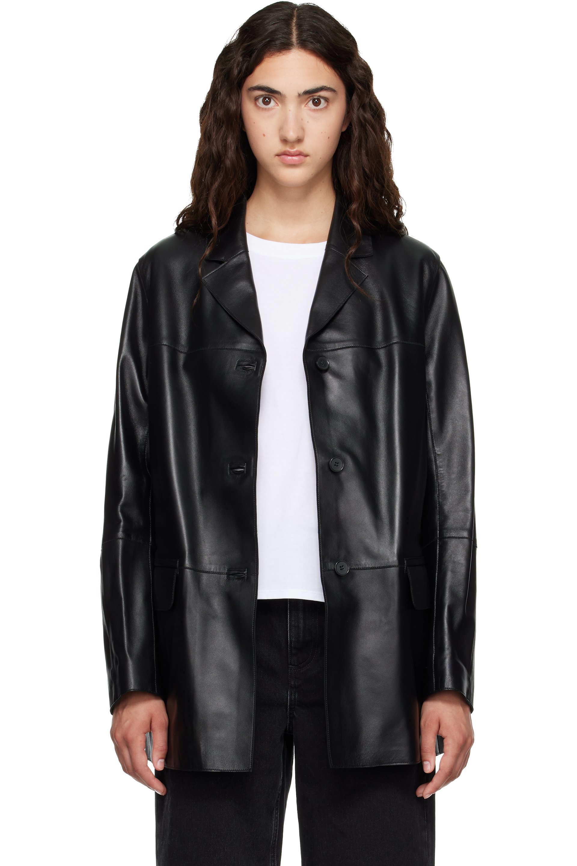 Loulou de Saison - Black NARI Straight Leather Jacket