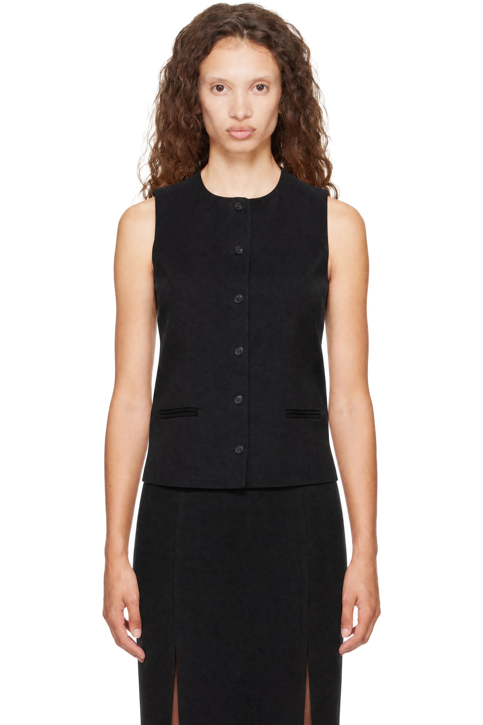 Loulou de Saison - Black Jane Buttoned Waistcoat Vest