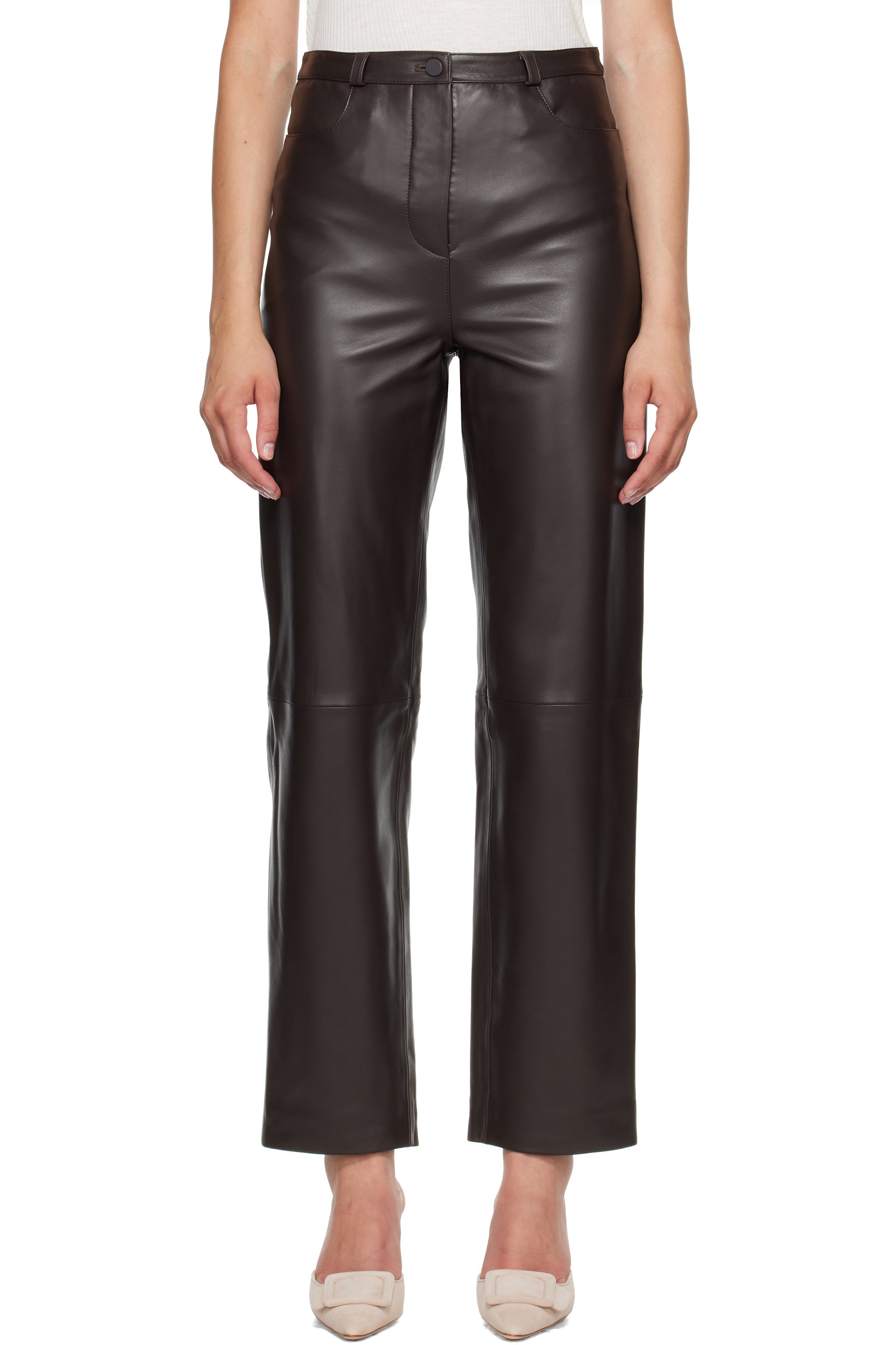 Loulou de Saison - Brown COBE LDS Leather Trousers