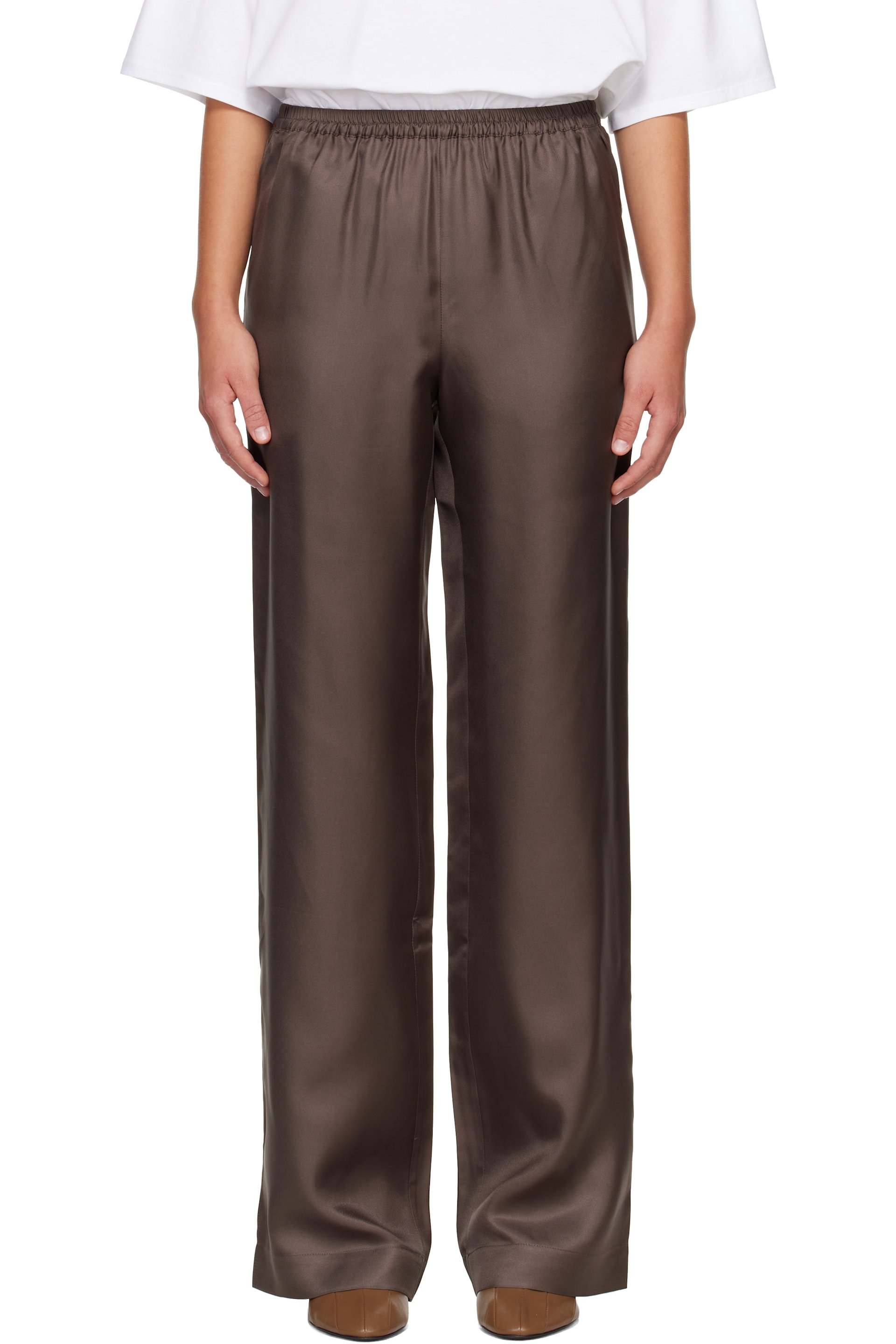 Loulou de Saison - Brown ALERA LDS Silk Twill Trousers