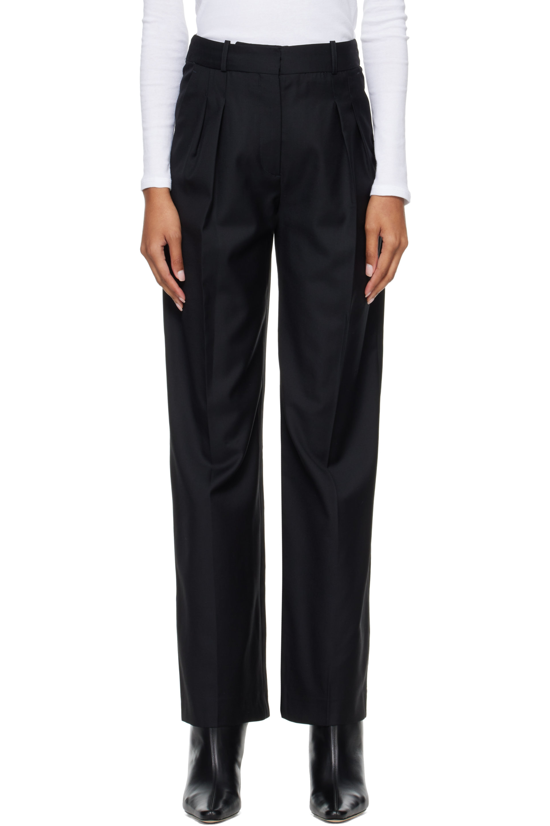 Loulou de Saison - Black Sbiru Virgin Wool Pleated Trousers