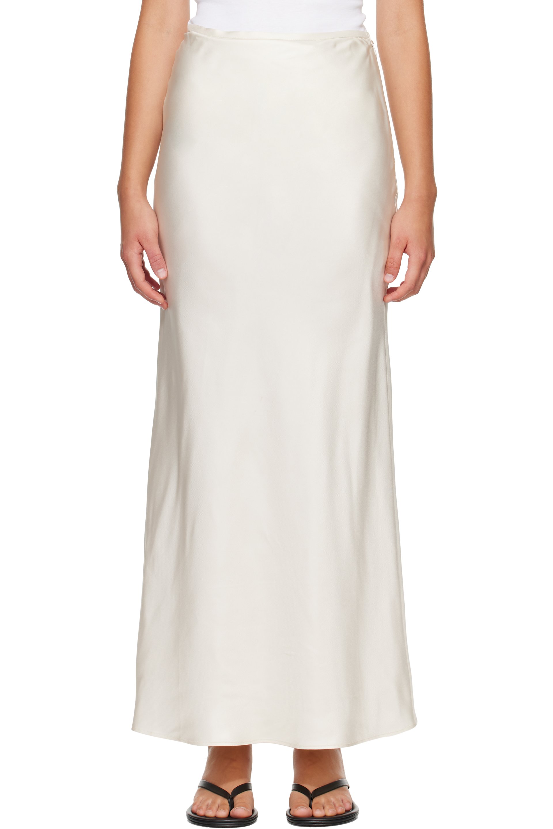Loulou de Saison - Off-White ELI Silk Twill Maxi Skirt
