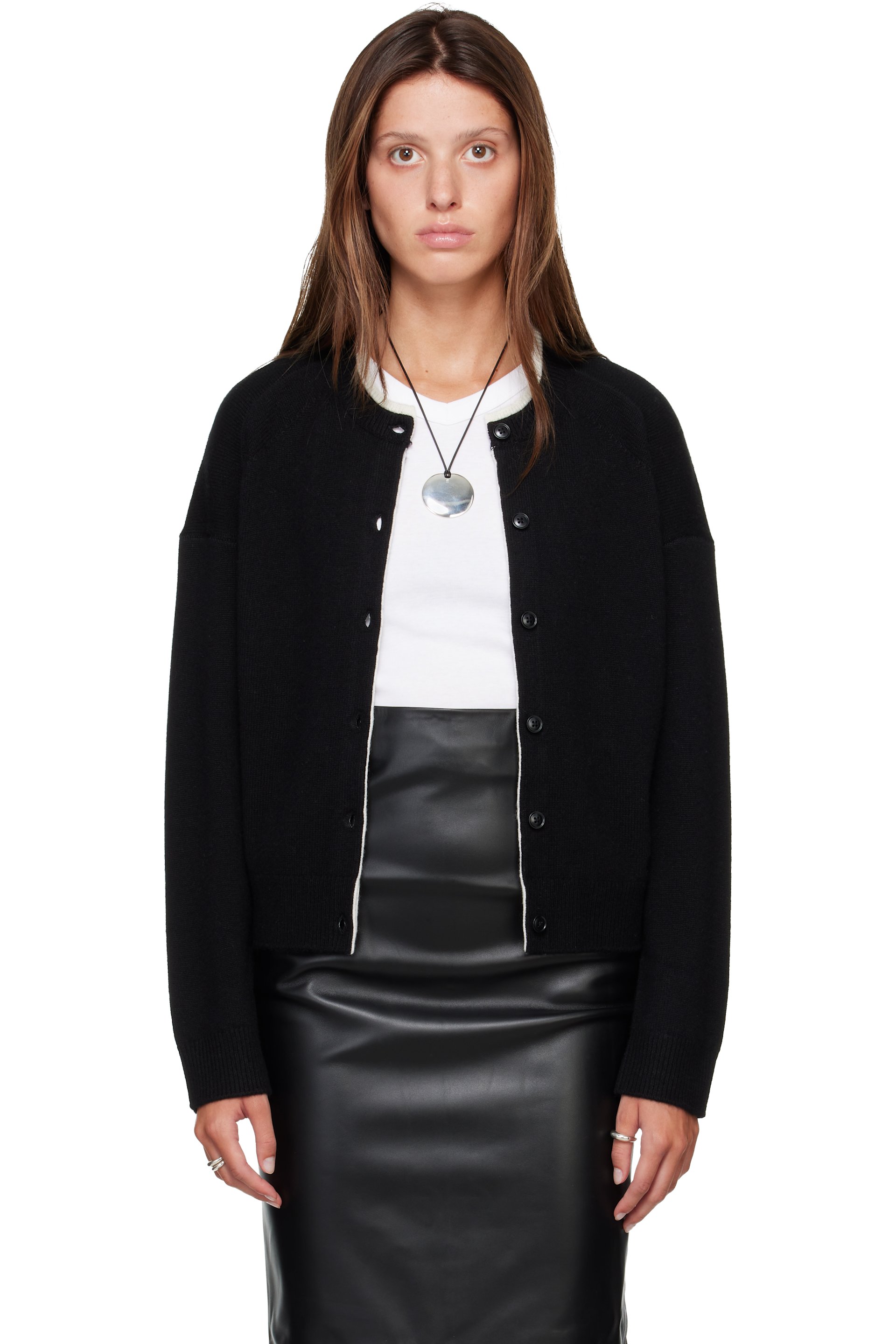 Loulou de Saison - Black NICOLA Bicolor Cashmere Cardigan