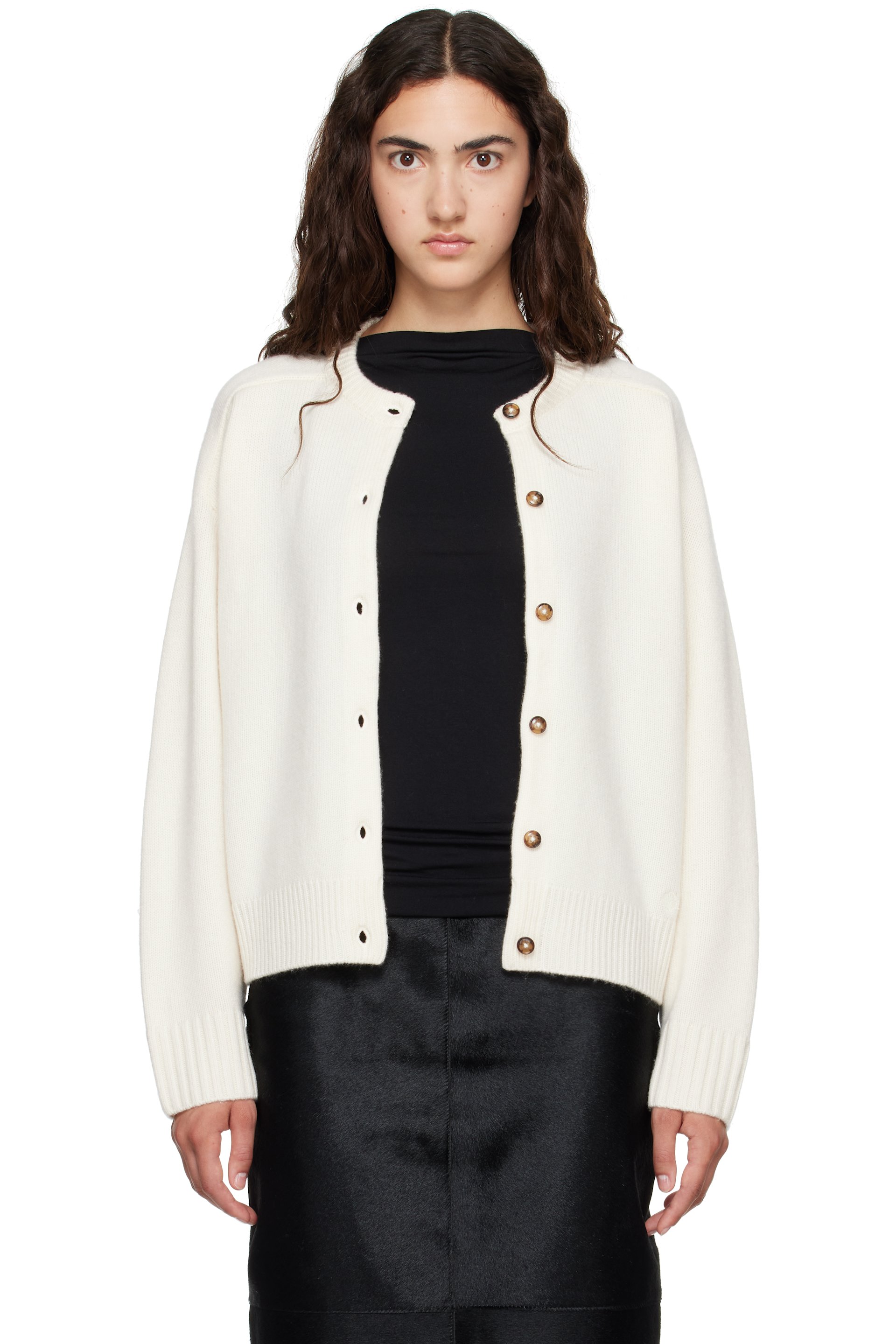 Loulou de Saison - 灰白色 AIDAR LDS Wool Cashmere 开衫