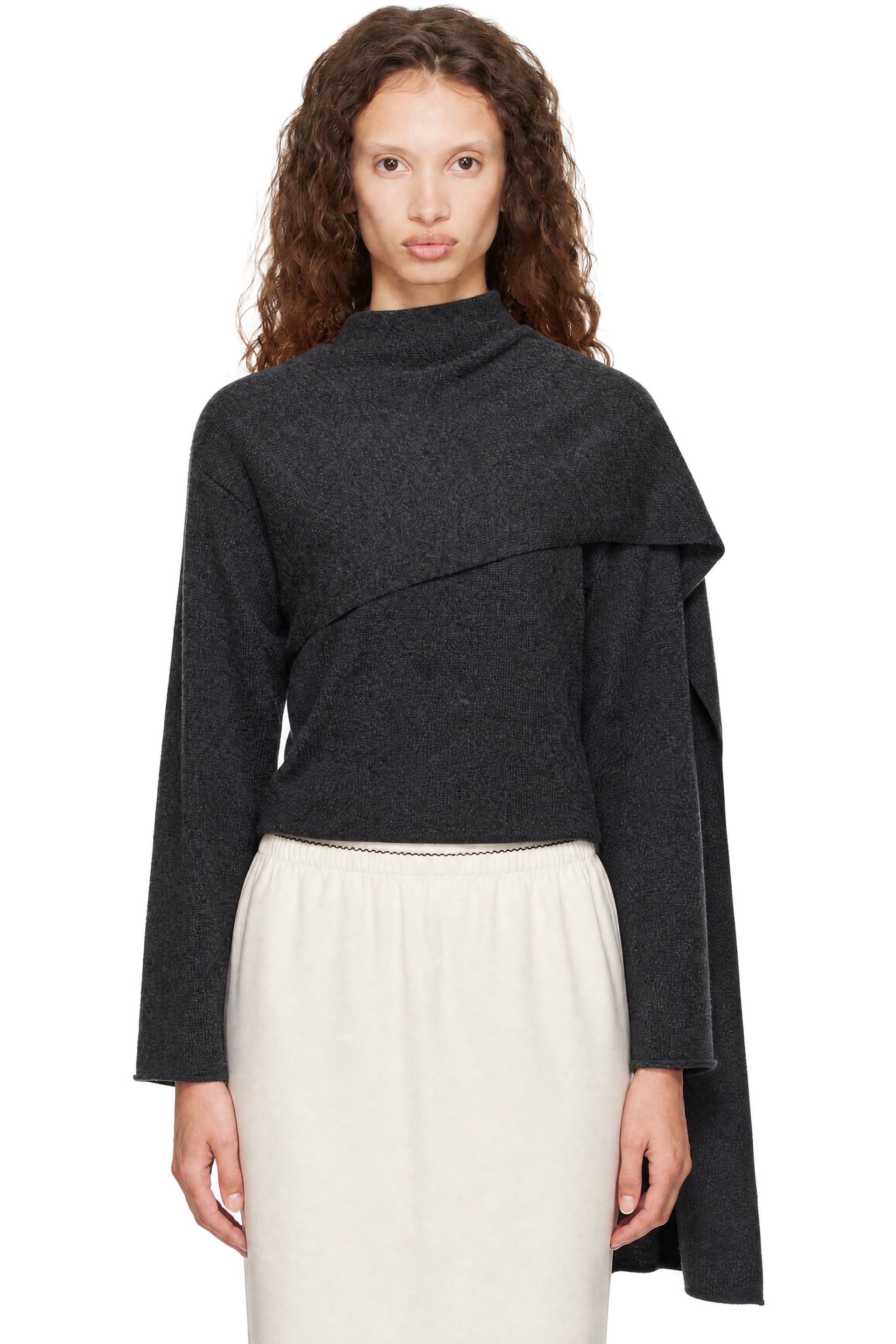 Loulou de Saison - 灰色 Frances Cashmere Scarf 毛衣