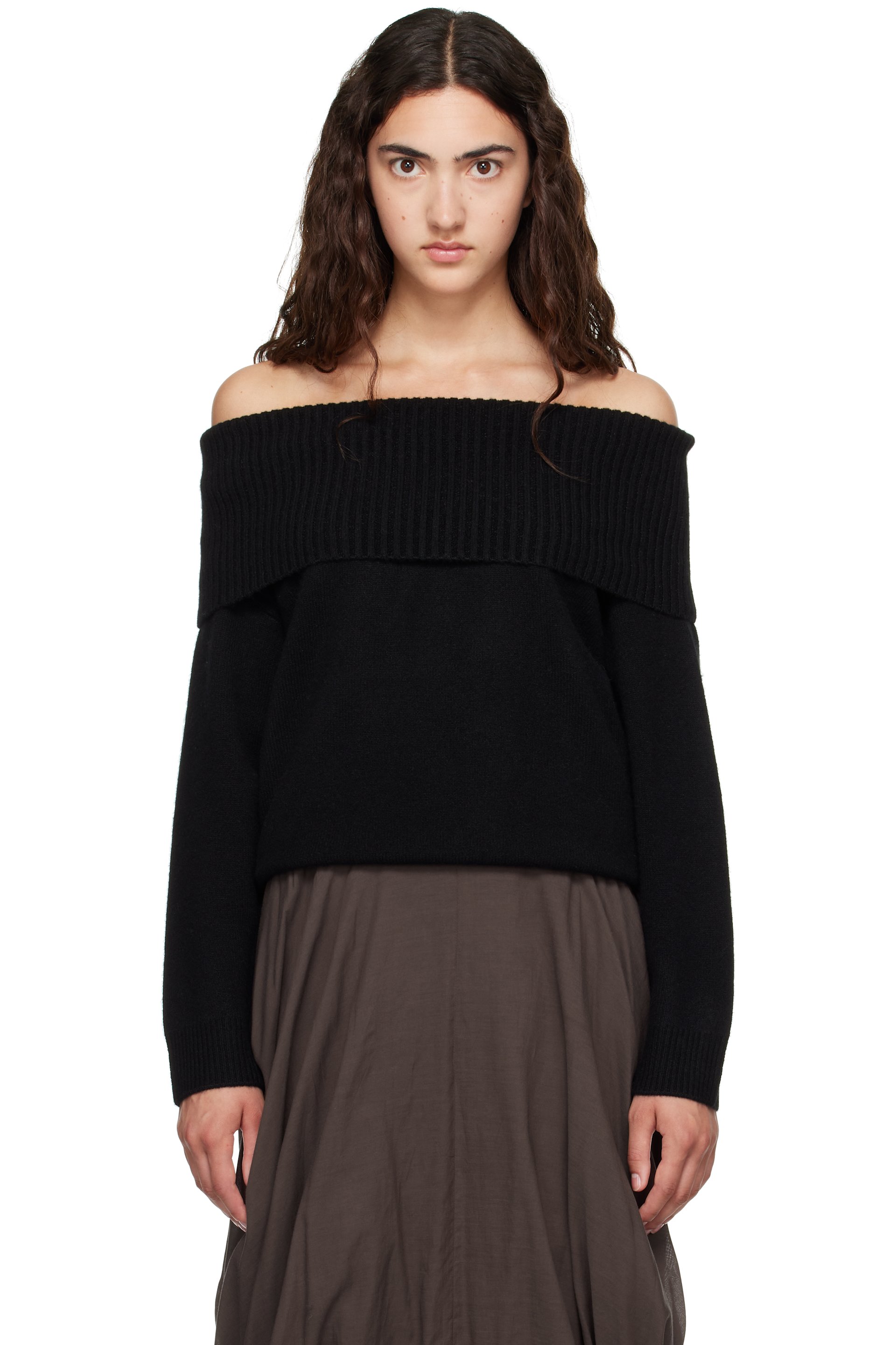 Loulou de Saison - 黑色 SIBYL Off The Shoulder 毛衣