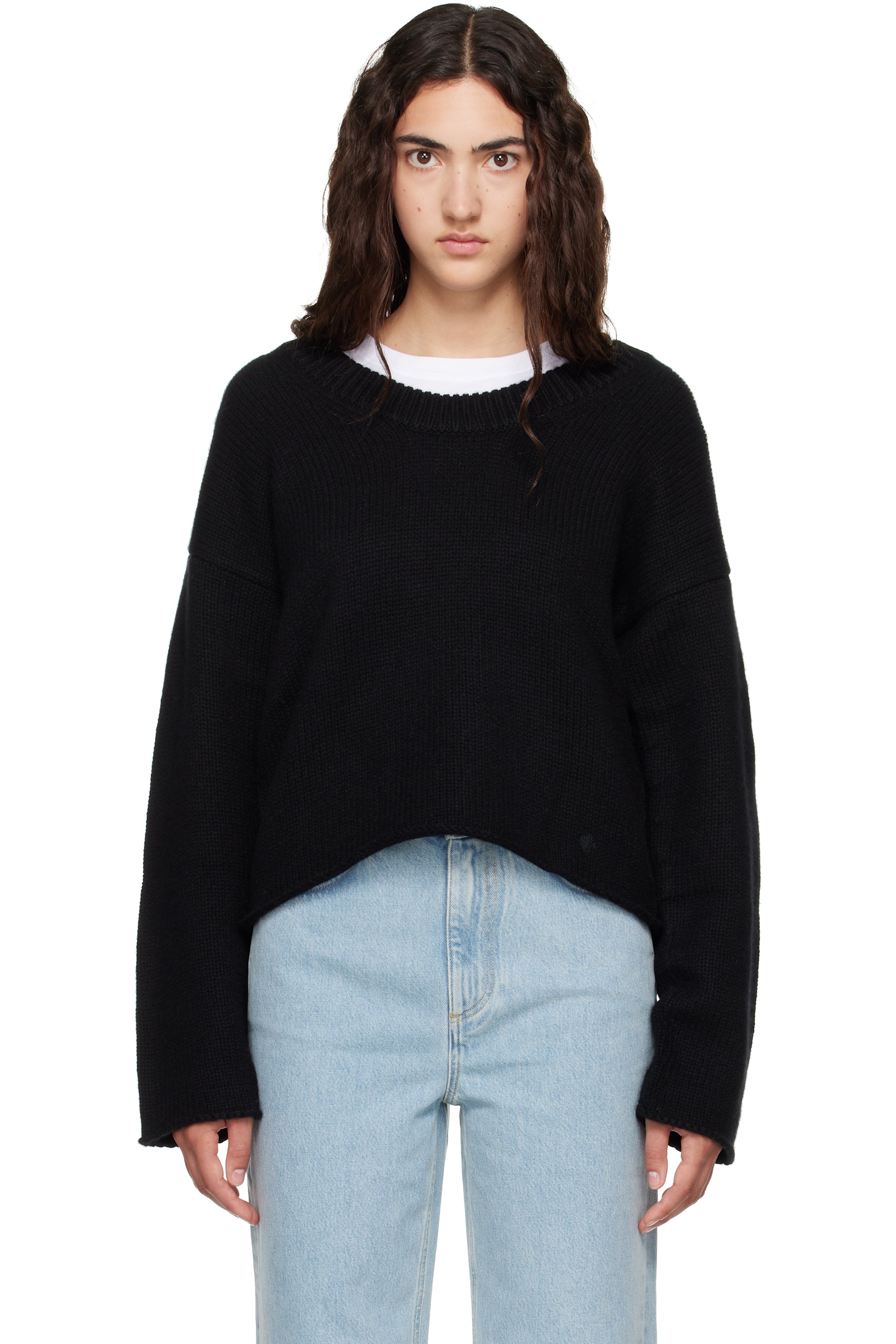 Loulou de Saison - Black DERRY LDS U Neck Cashmere Sweater