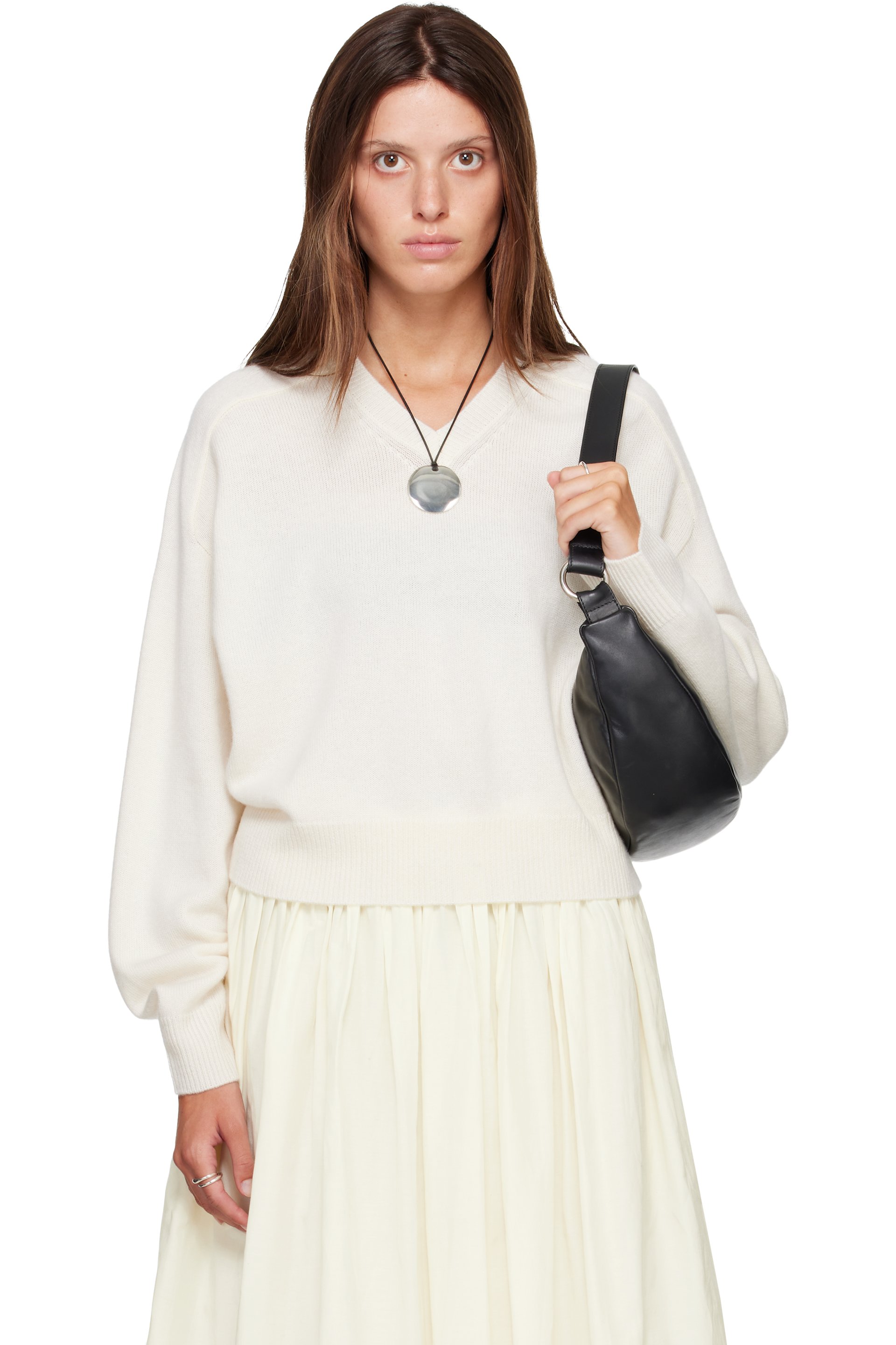 Loulou de Saison - Off-White ANZOR LDS Cashmere V Neck Sweater