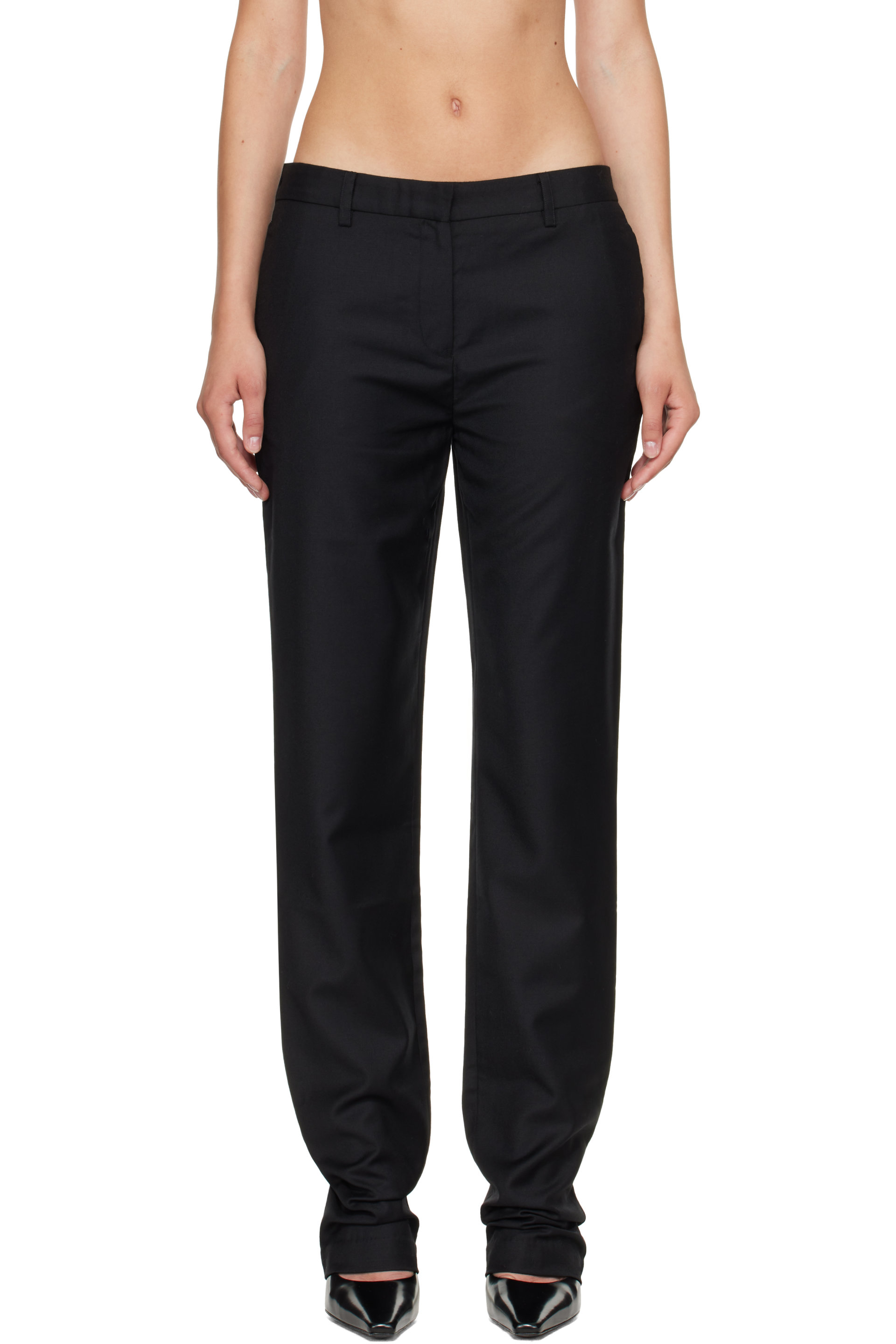 Kanika Agarwal - SSENSE Exclusive Black Straight-Cut Cigarette Trousers