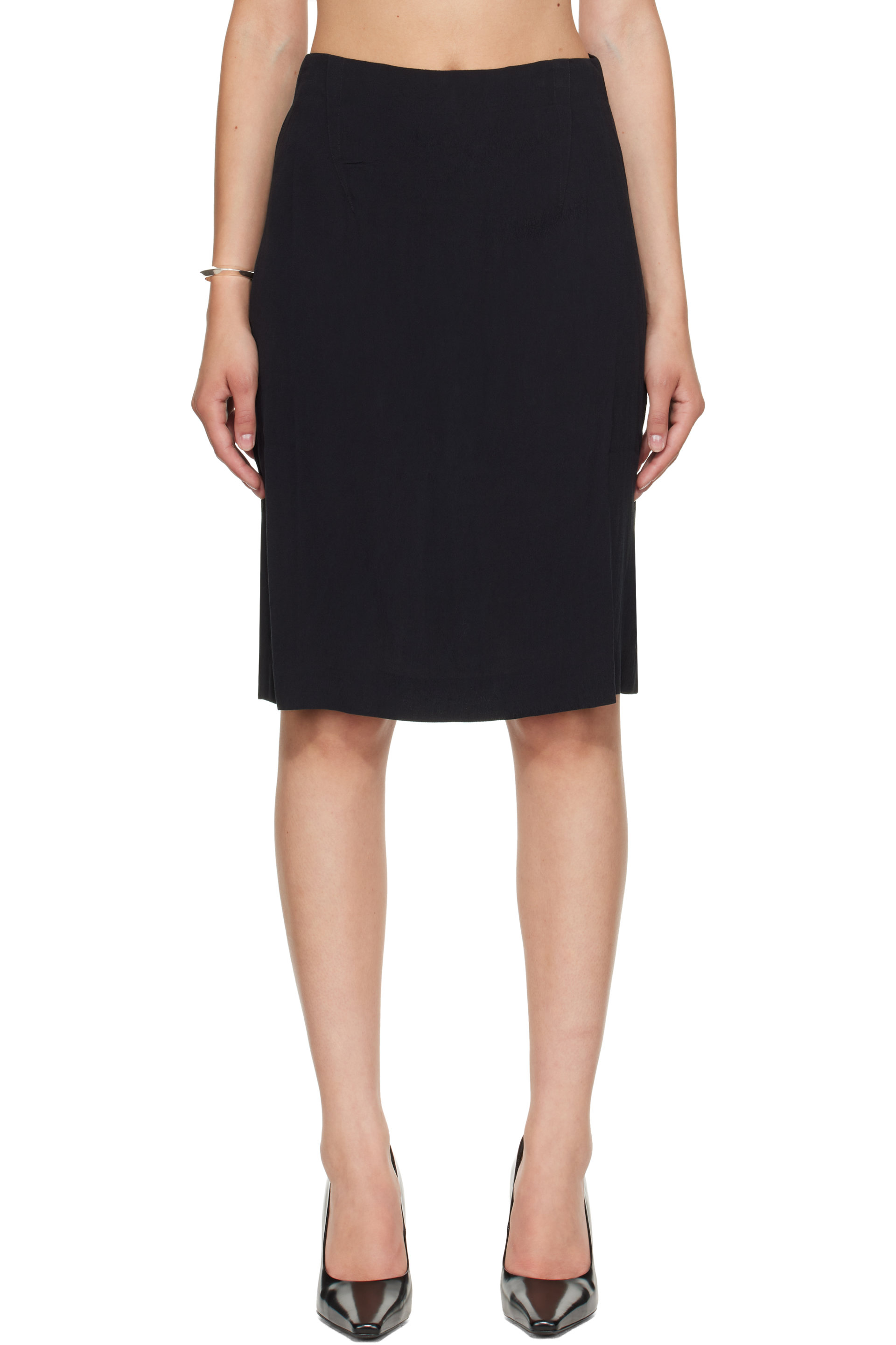 Kanika Agarwal - SSESNE Exclusive Black Darted Muslin Colum Midi Skirt
