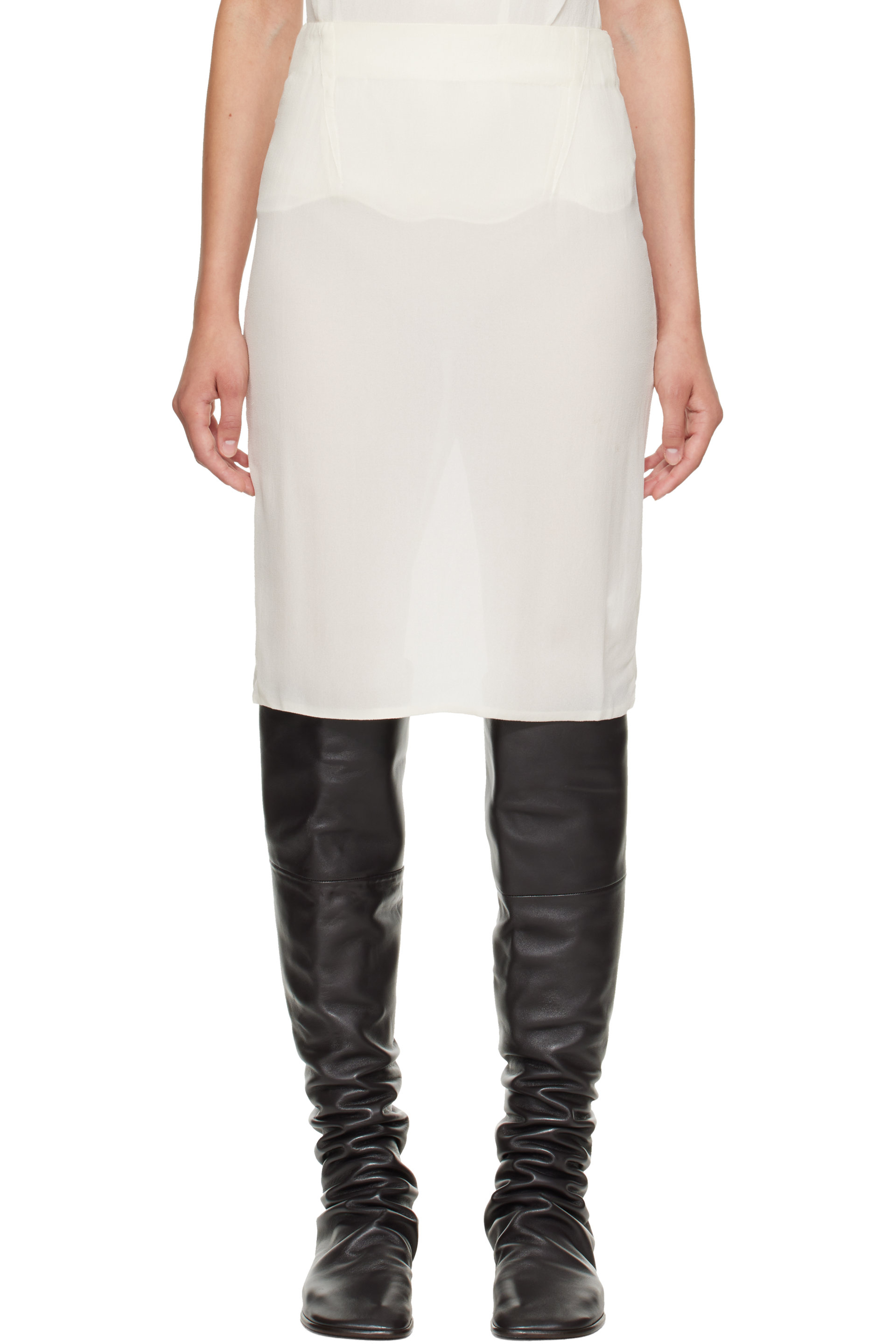 Kanika Agarwal - SSENSE Exclusive Off-White Split Muslin Midi Skirt