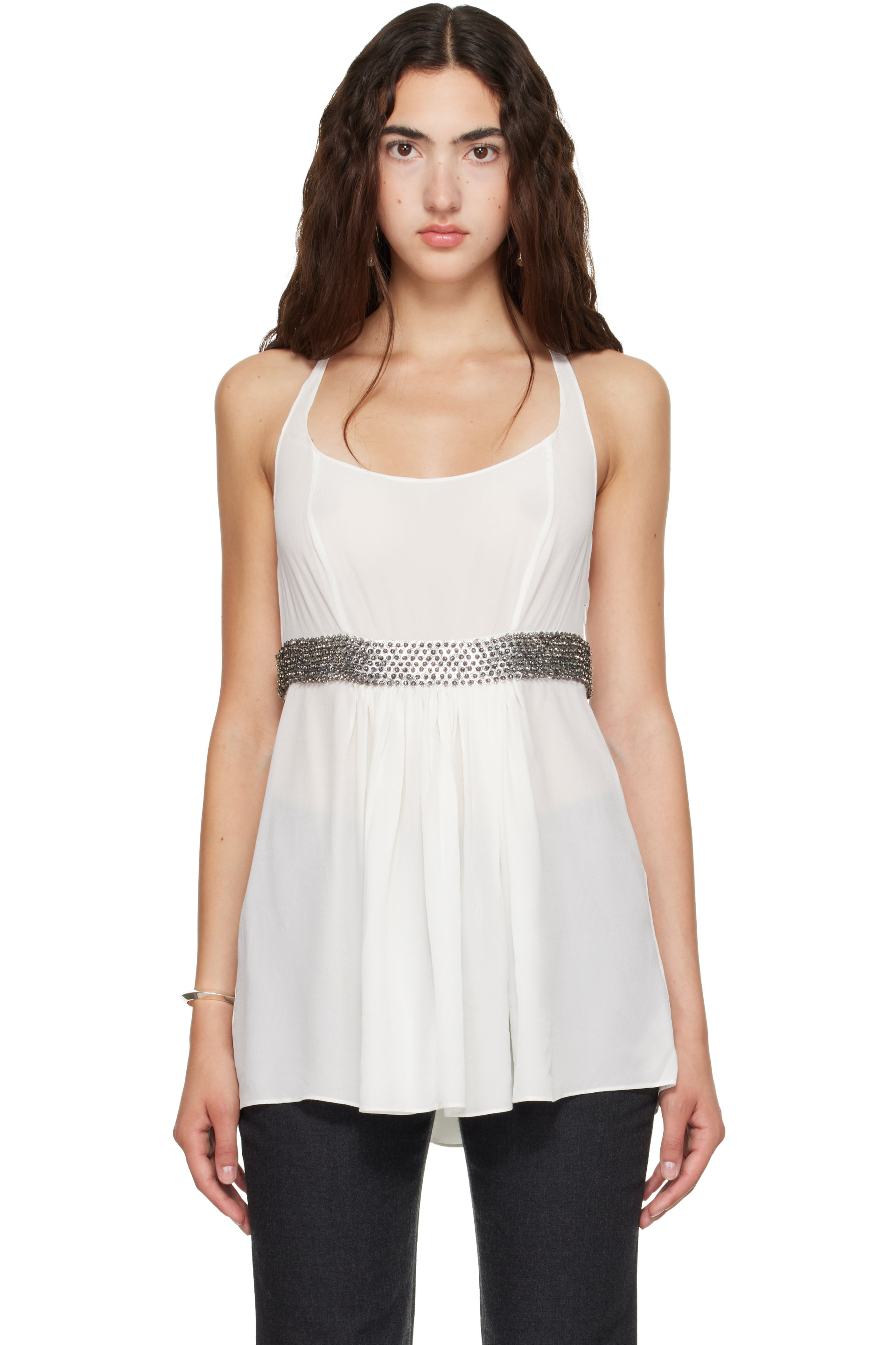 Kanika Agarwal - SSENSE Exclusive White Racerback & Band Top